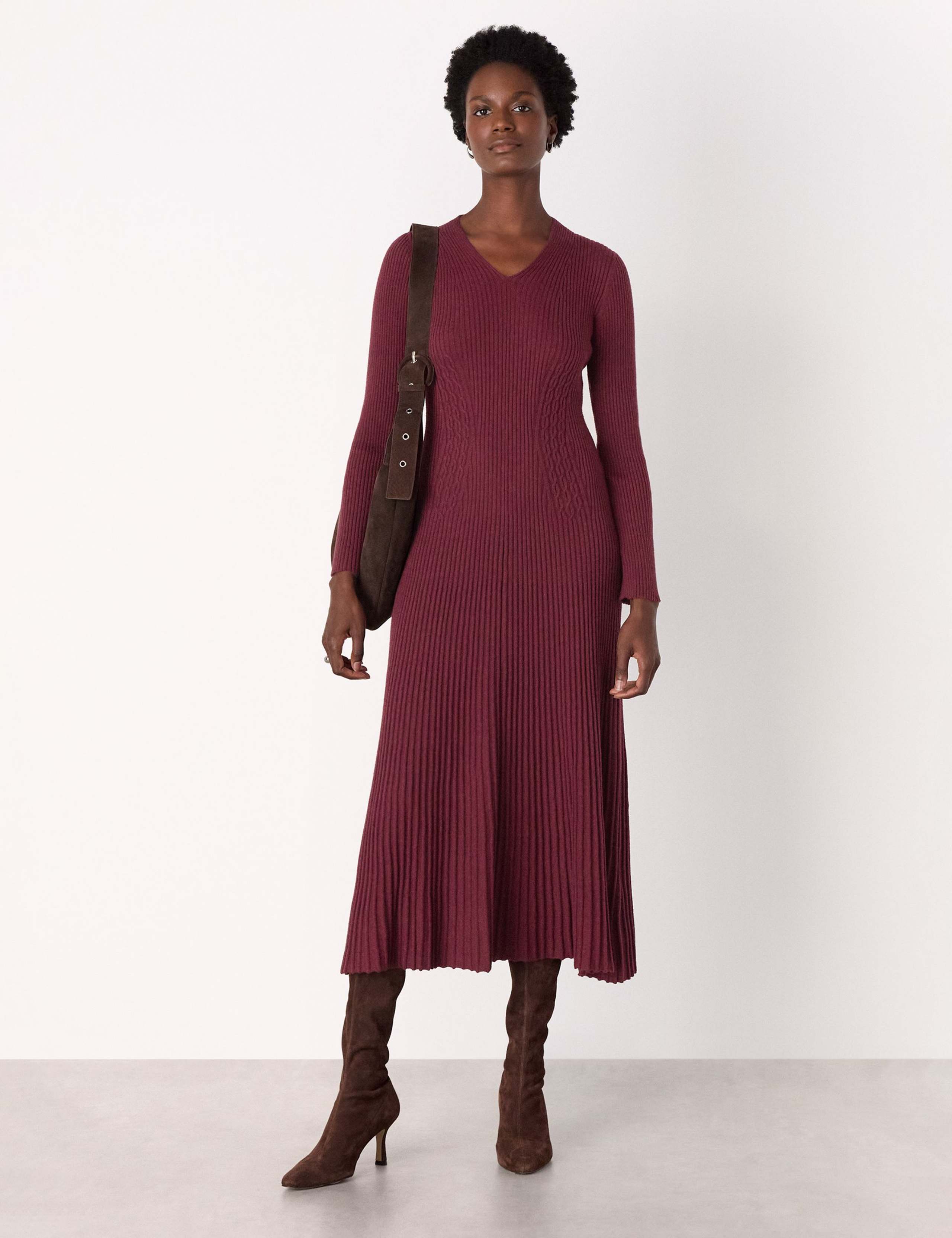 Cotton Rich Cable Knit Midi Jumper Dress 3 of 5