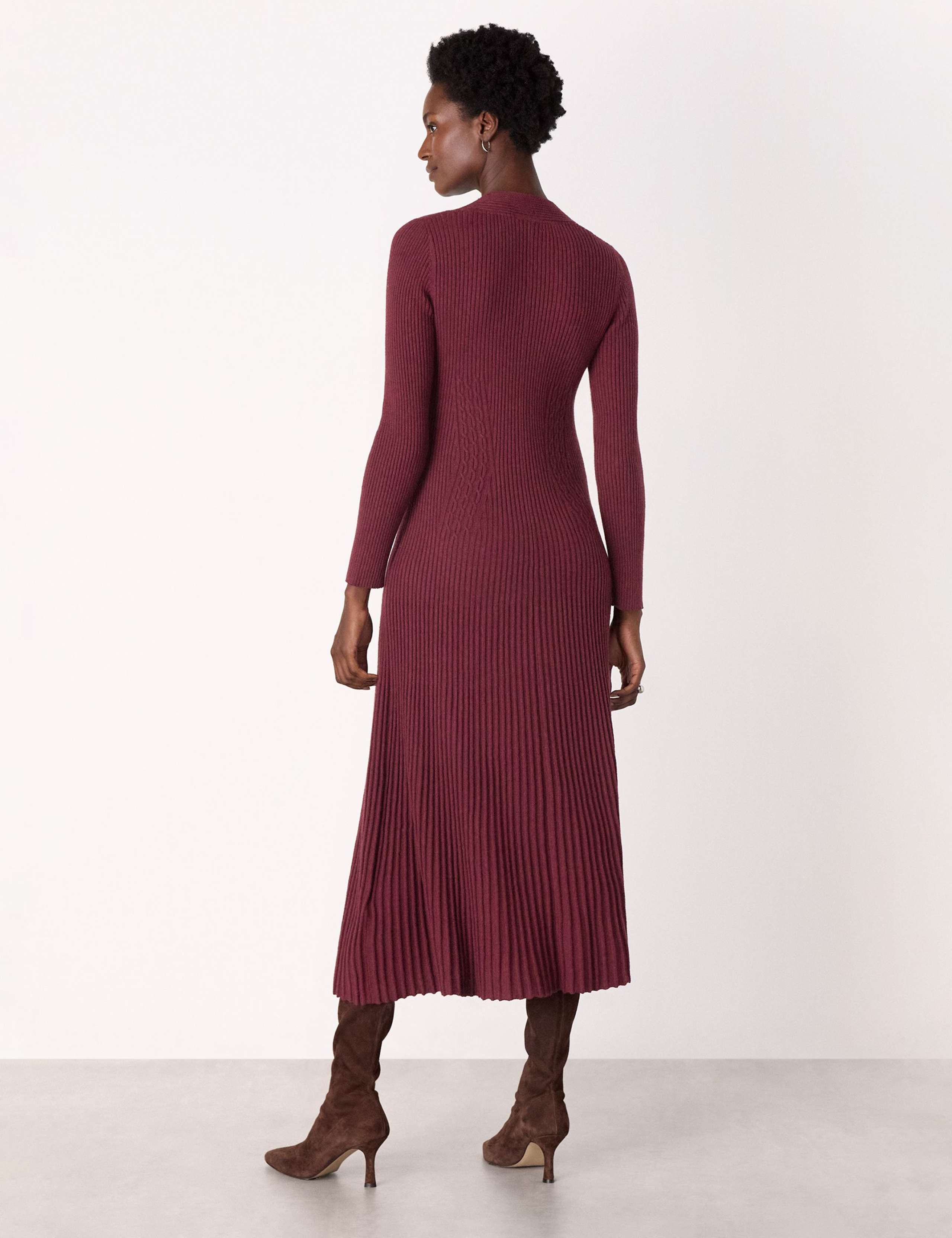 Cotton Rich Cable Knit Midi Jumper Dress 4 of 5