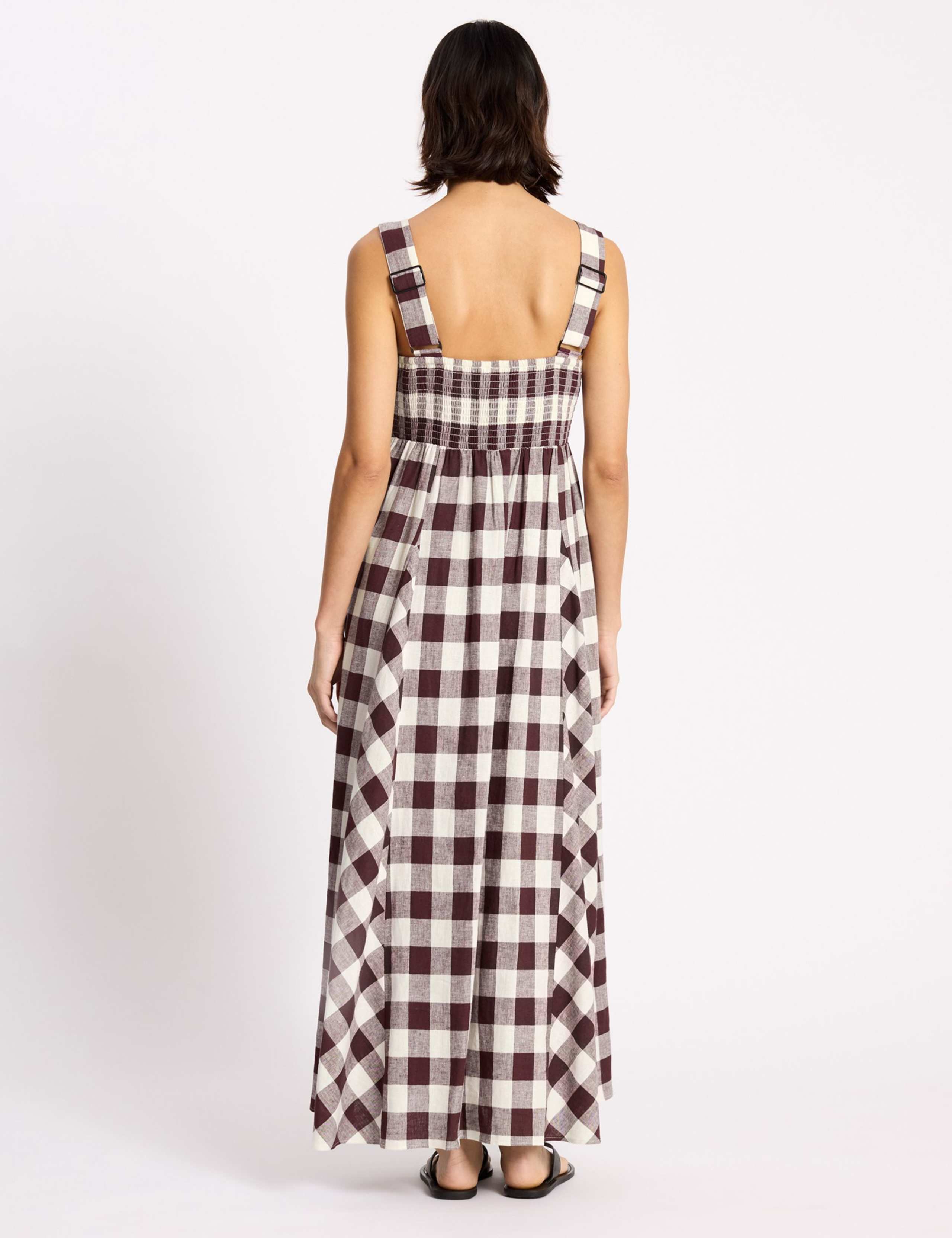 Linen Rich Gingam Midi Apron Dress 4 of 6