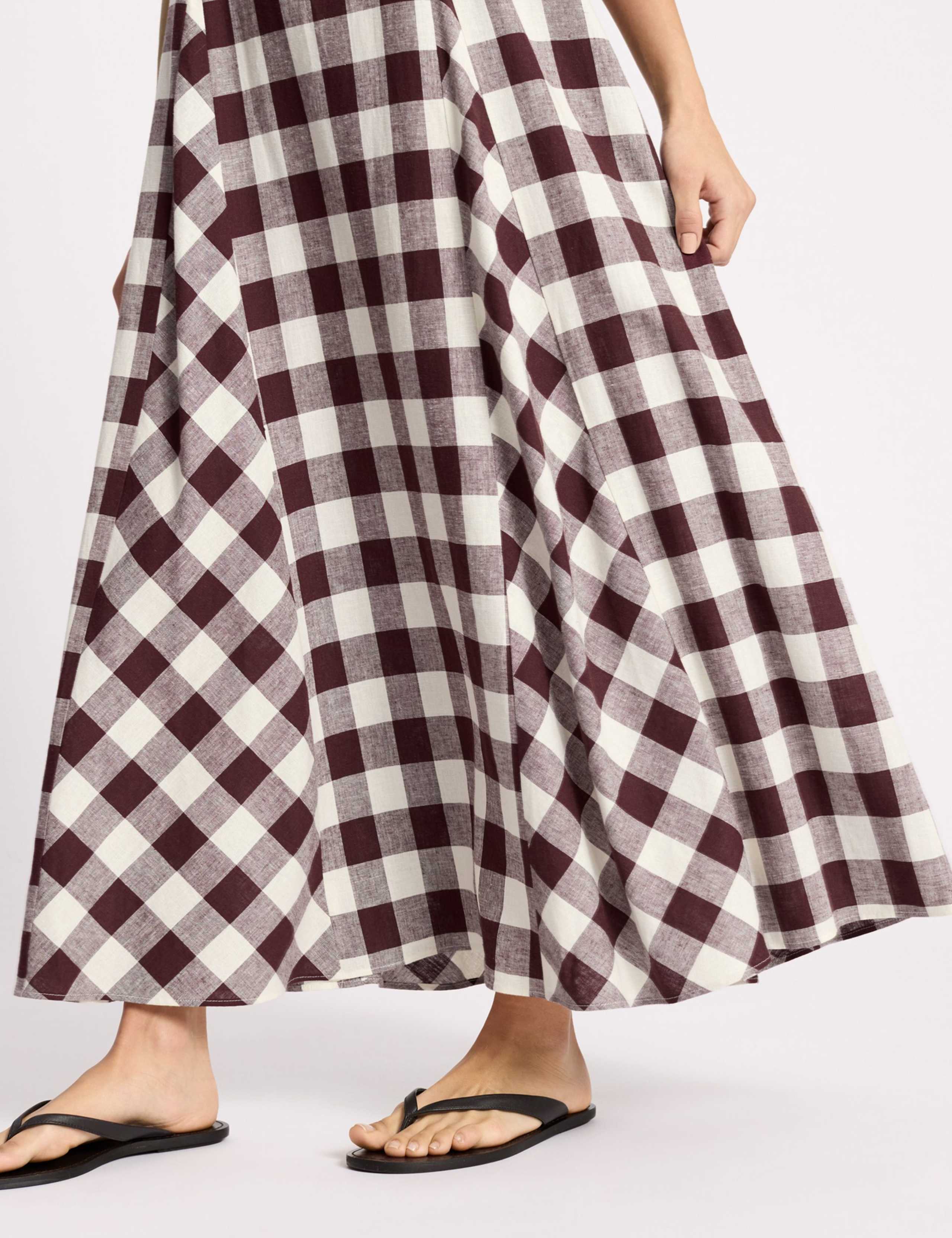 Linen Rich Gingam Midi Apron Dress 6 of 6