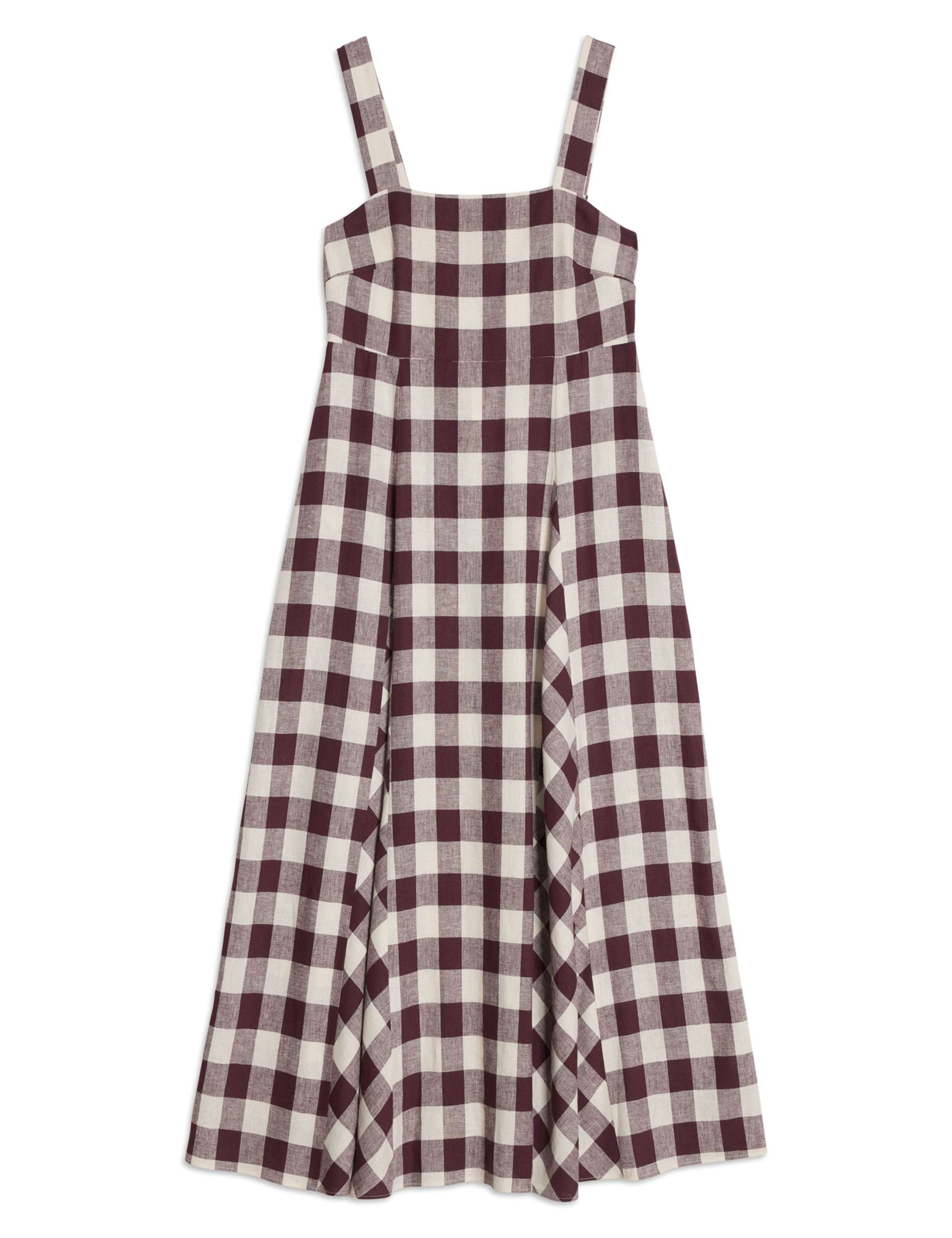 Linen Rich Gingam Midi Apron Dress 2 of 6