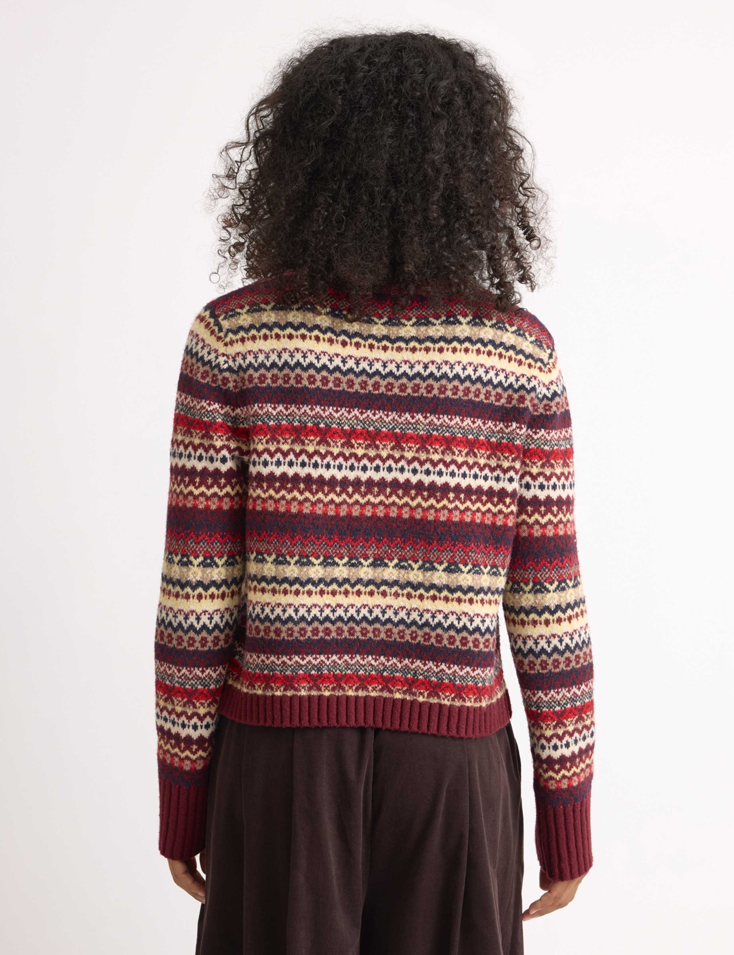 Fair Isle Crew Neck Cardigan with Wool 4 of 6