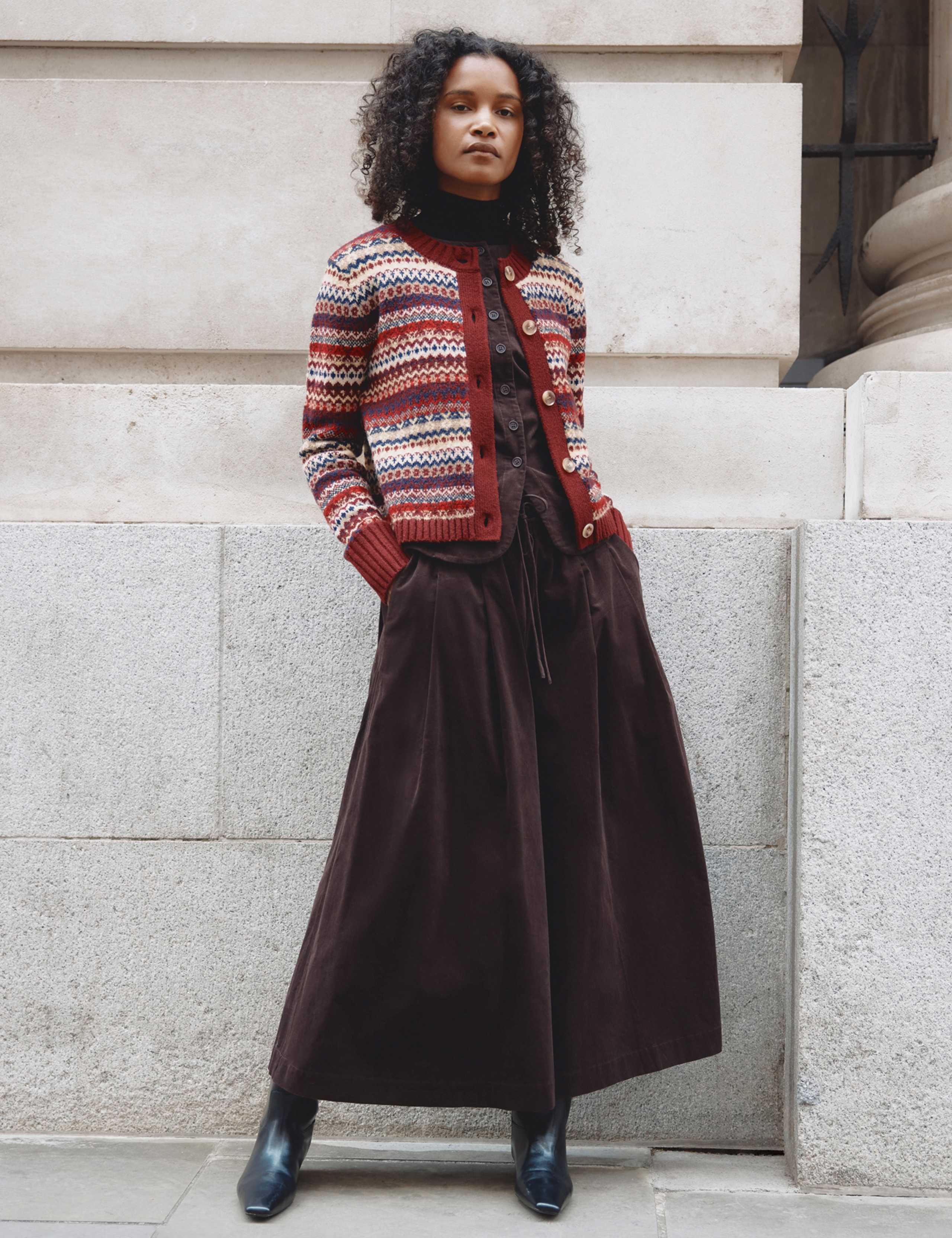 Fair Isle Crew Neck Cardigan with Wool 6 of 6