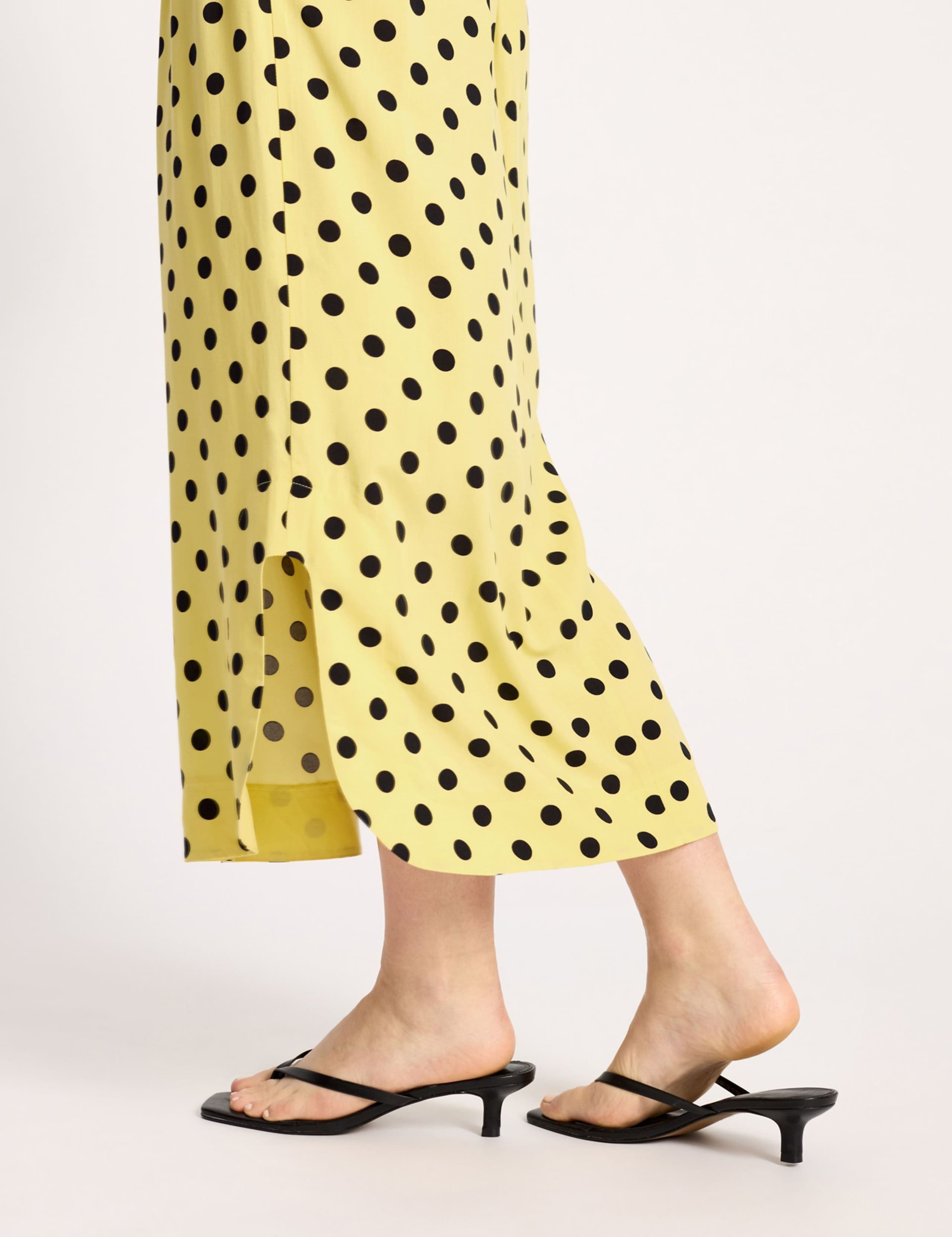 Polka Dot V-Neck Shirred Midi Waisted Dress 6 of 6