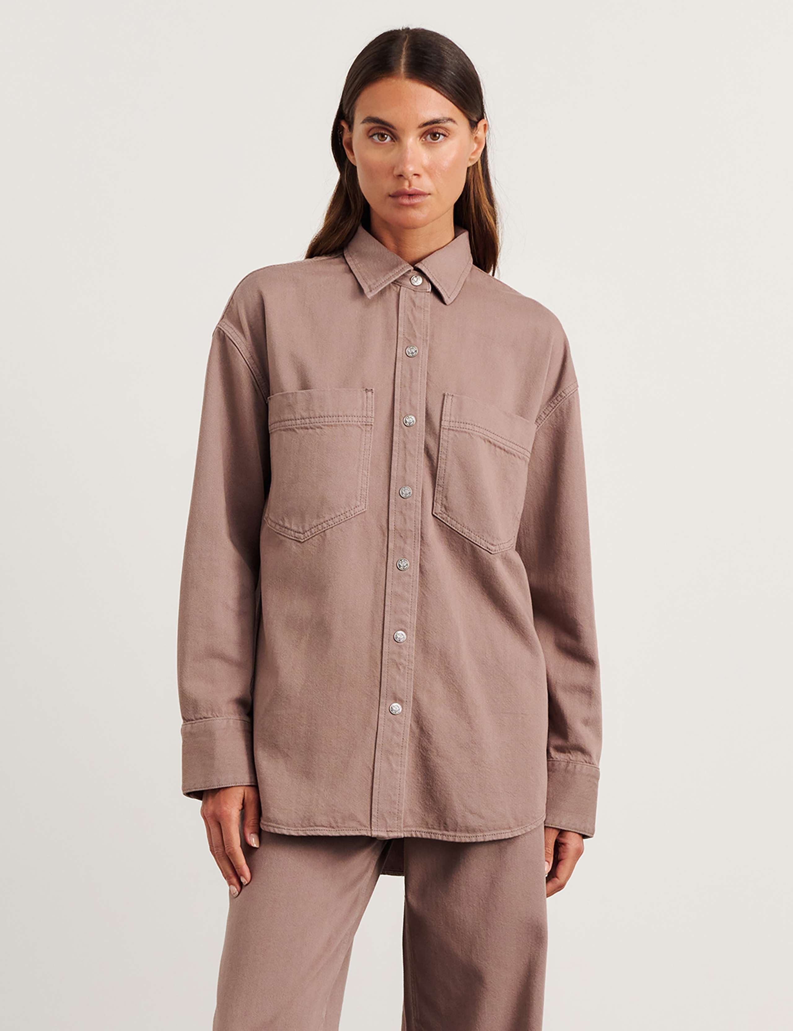 Denim Relaxed Shacket 2 of 8