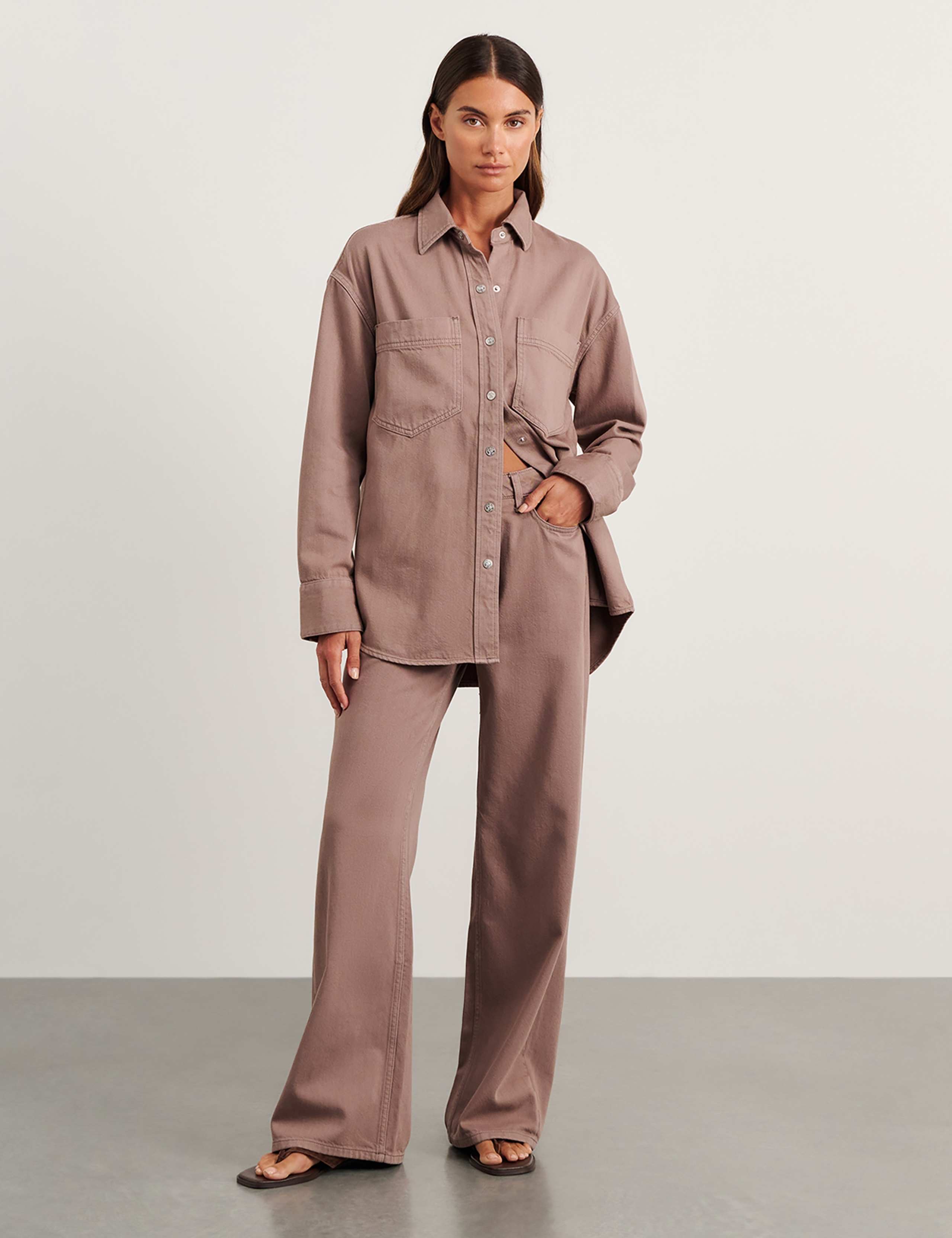 Denim Relaxed Shacket 3 of 8