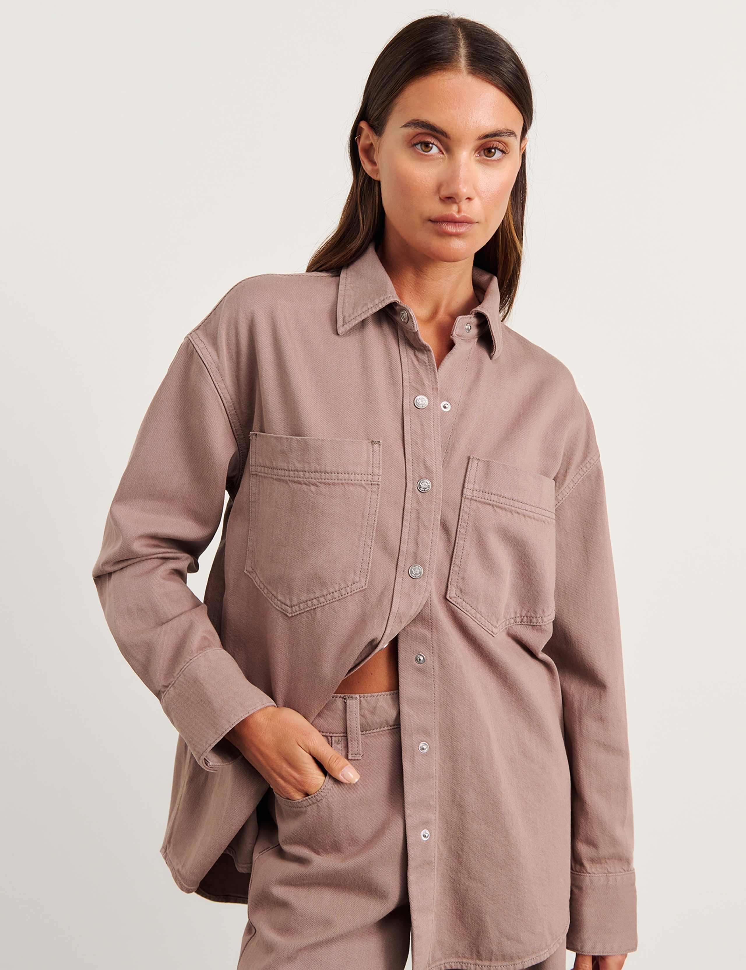 Denim Relaxed Shacket 4 of 8