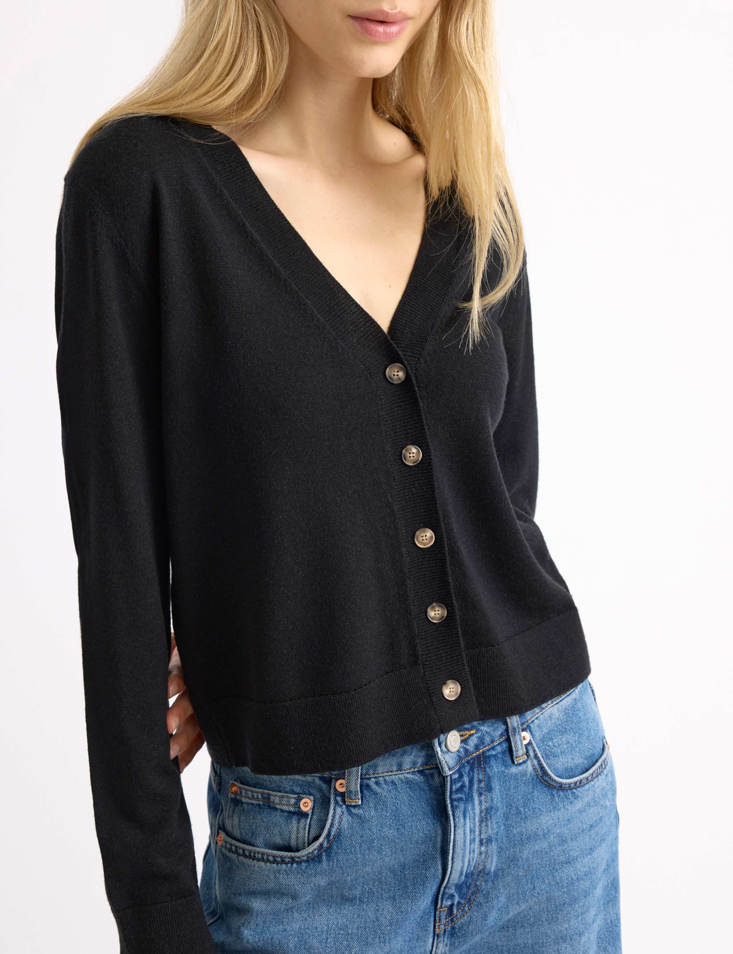 Pure Merino Wool V-Neck Button Front Cardigan 4 of 4