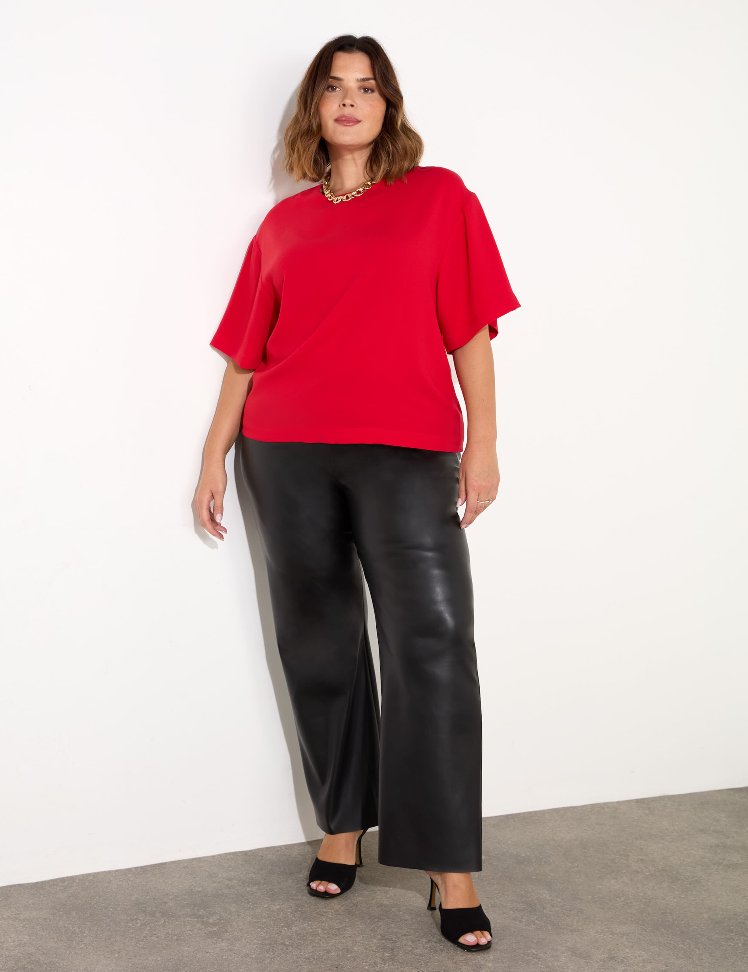 Leather Look Straight Leg Trousers 2 of 5