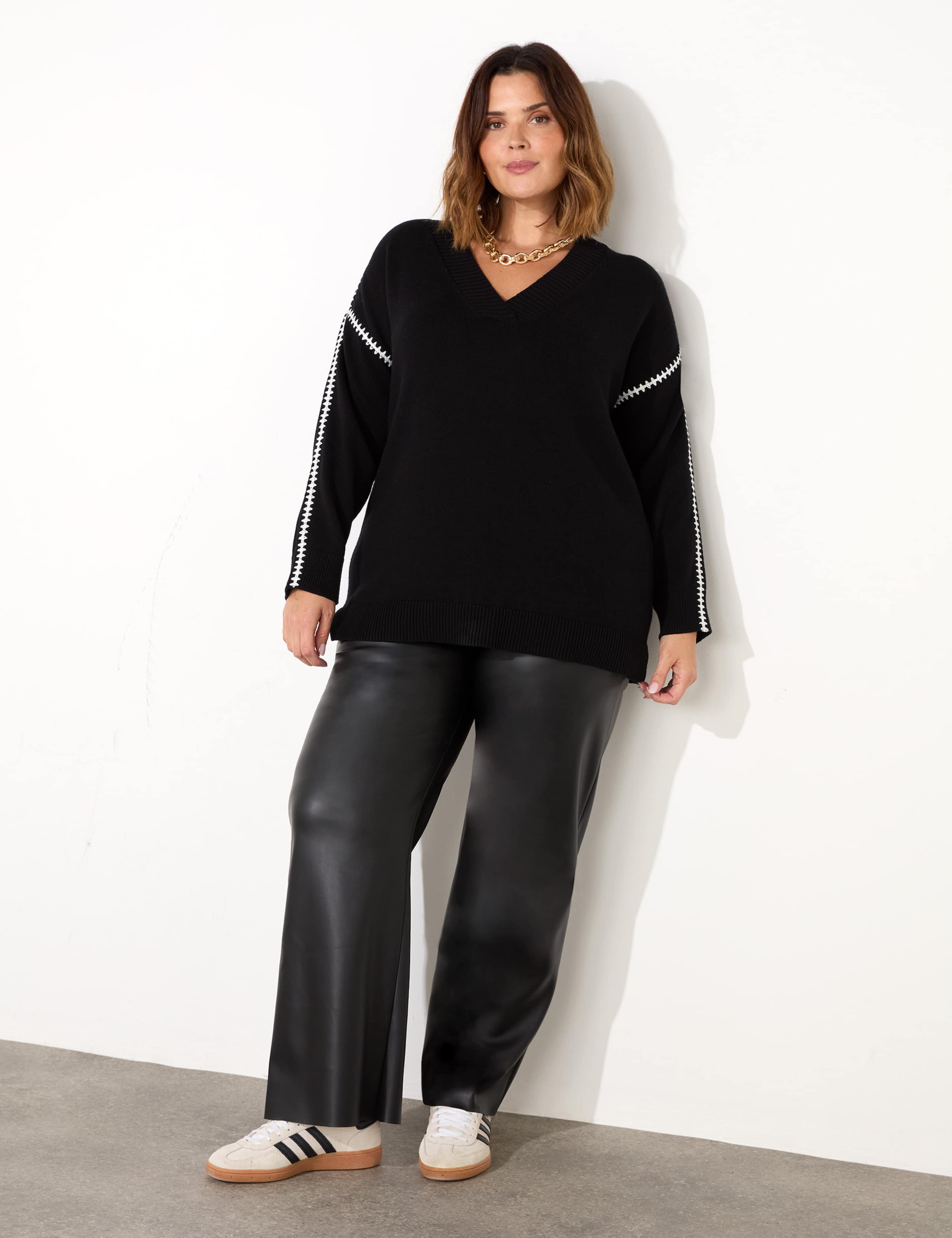 Leather Look Straight Leg Trousers 4 of 5
