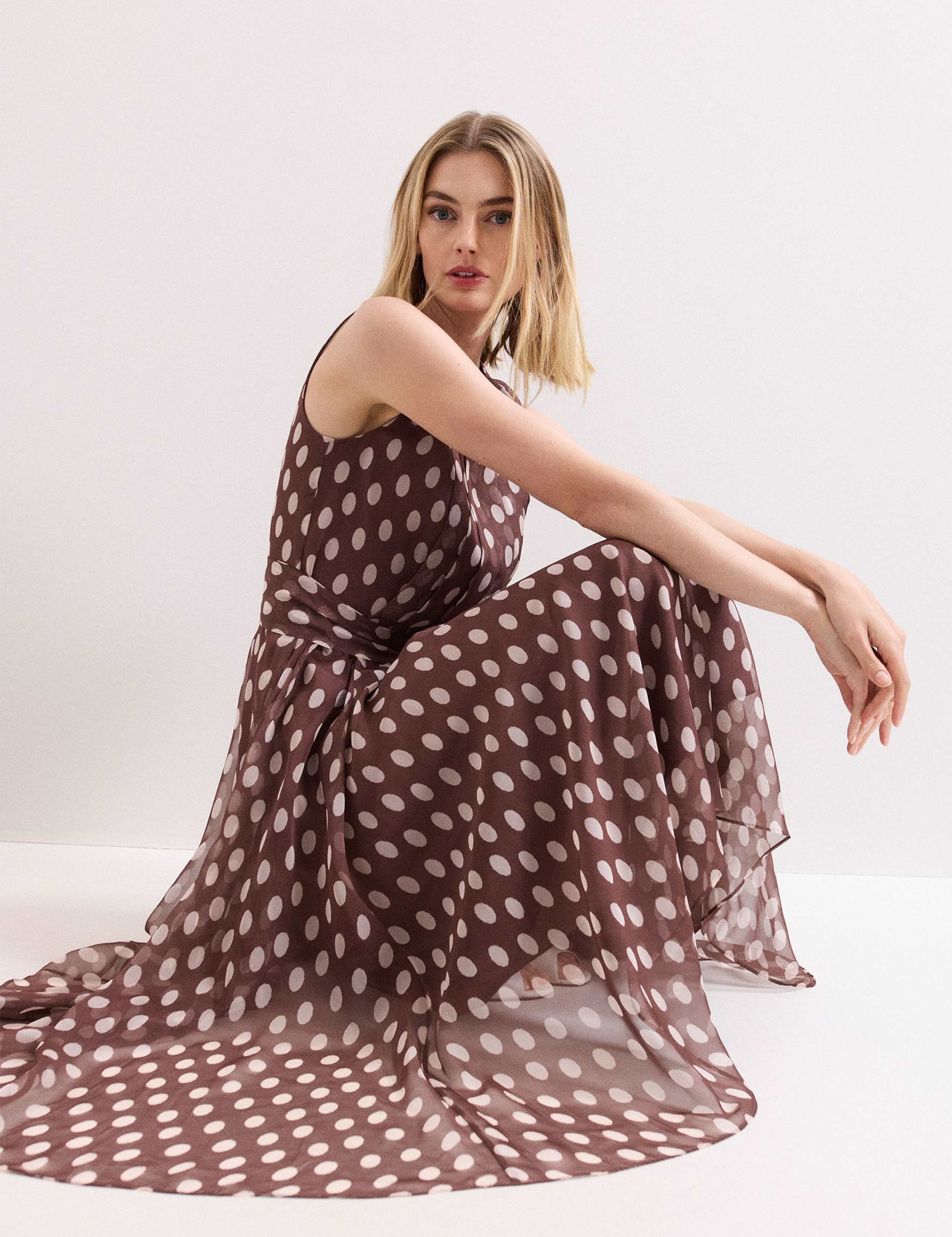 Spot Print Bow Detail Midi Skater Dress 6 of 9