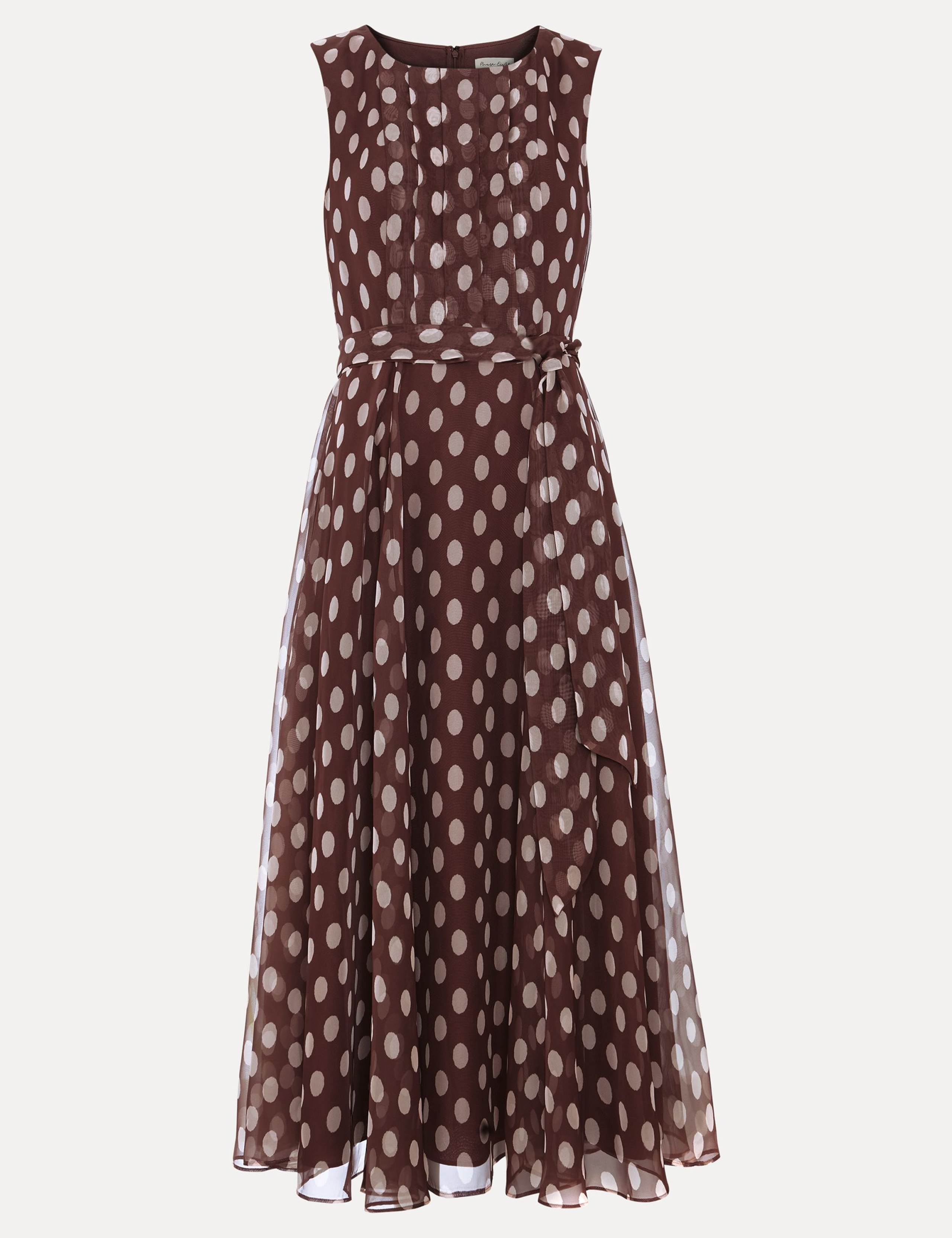 Spot Print Bow Detail Midi Skater Dress 2 of 9