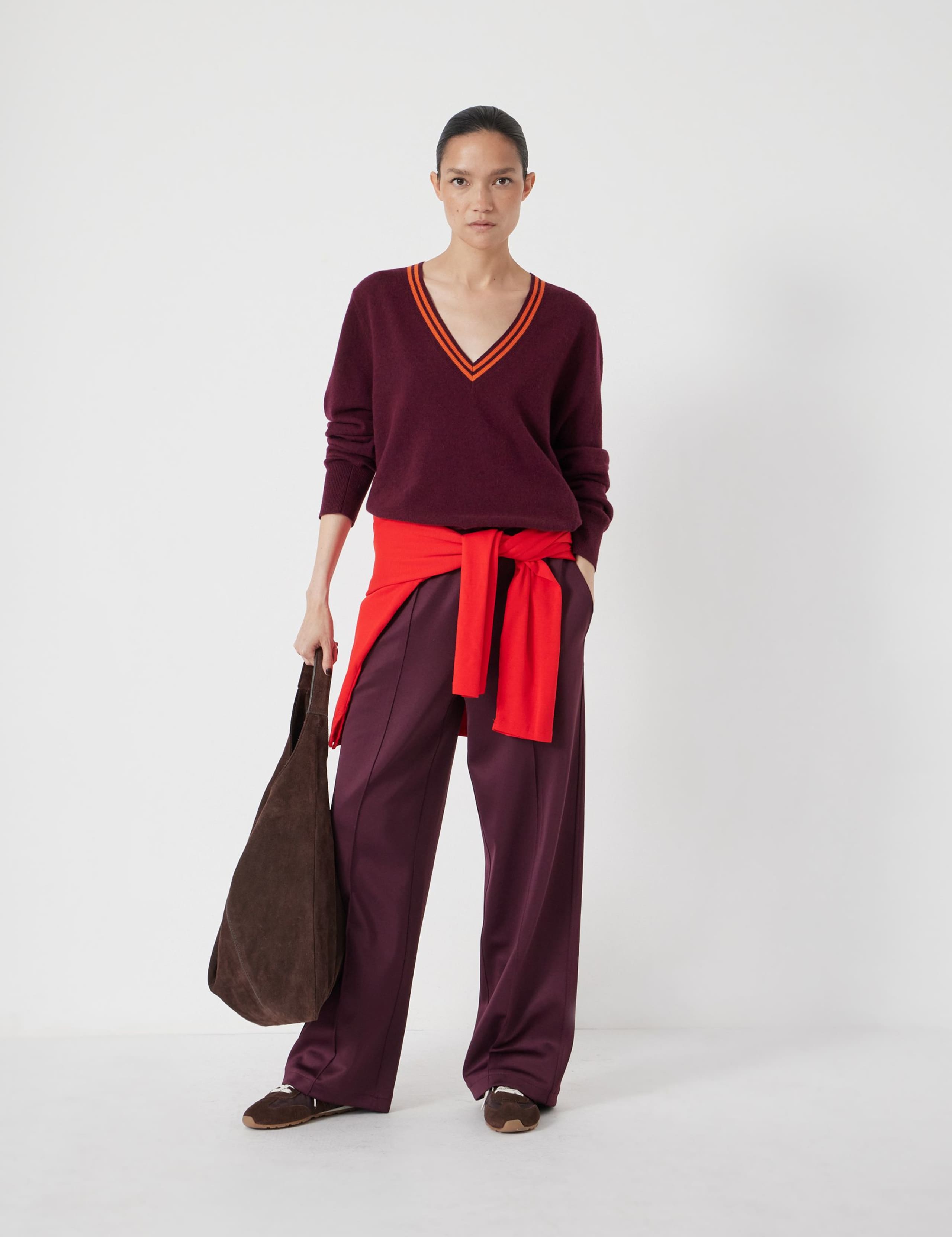 Pure Merino Wool V-Neck Tipped Detail Jumper 3 of 5
