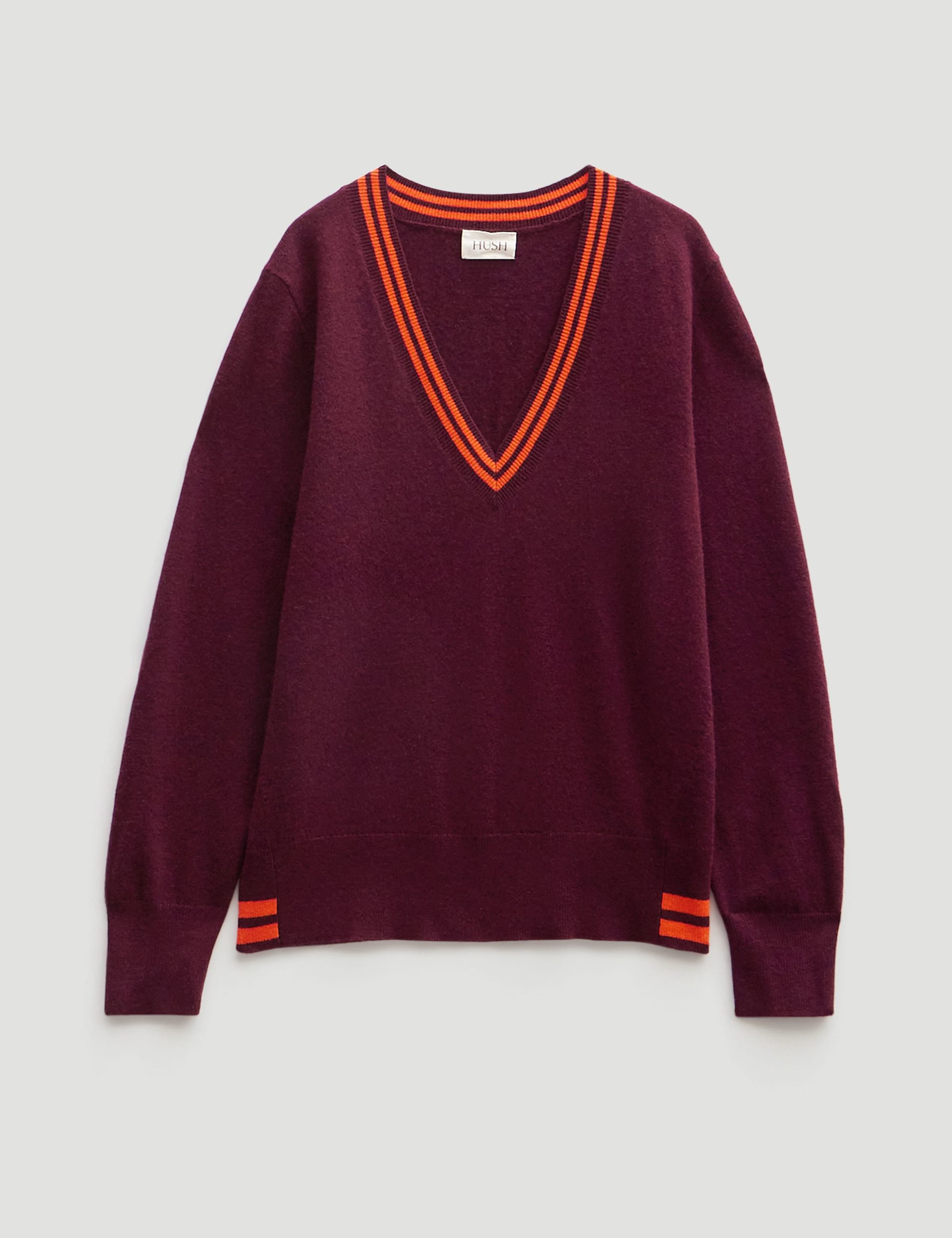 Pure Merino Wool V-Neck Tipped Detail Jumper 2 of 5