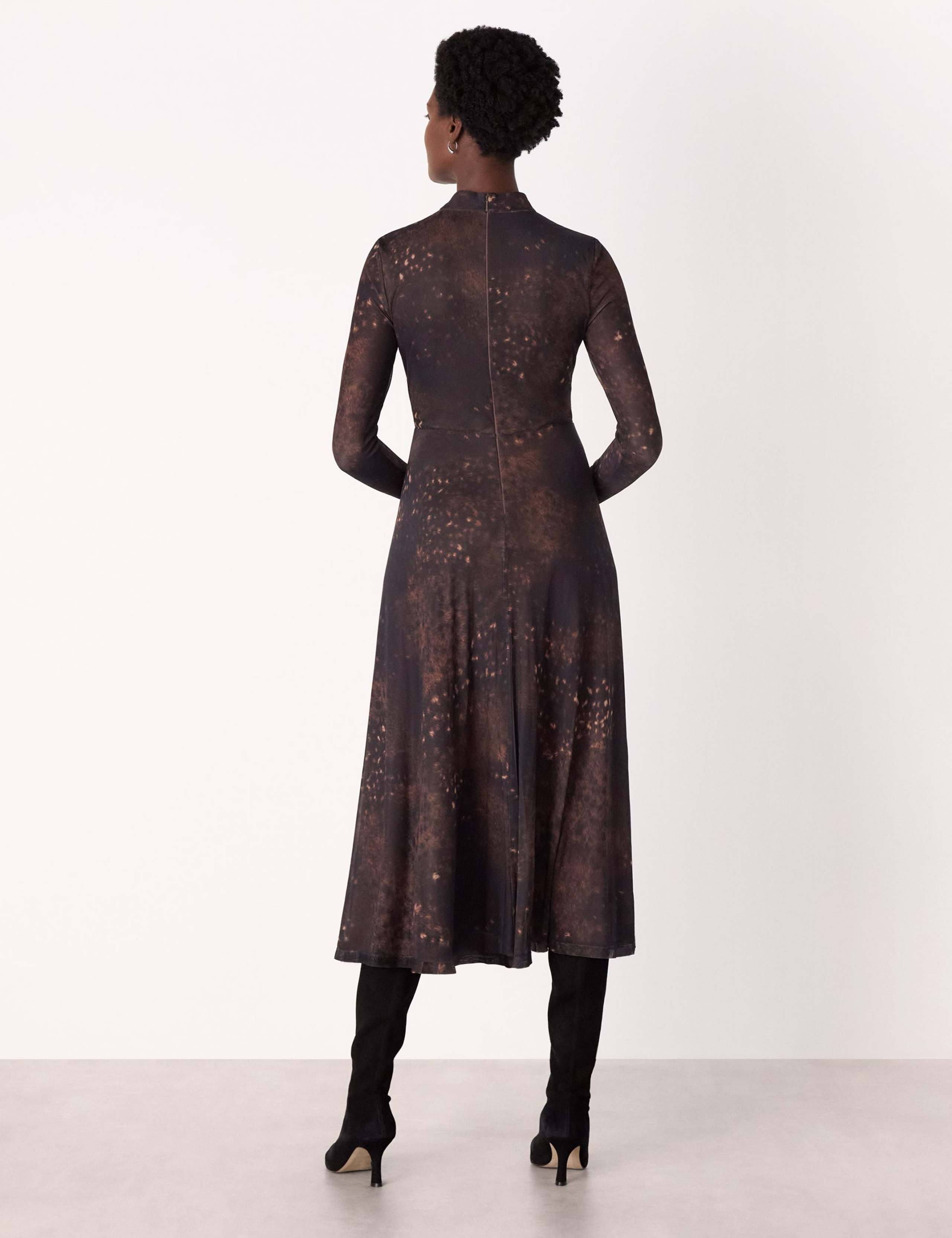 Mesh Animal Print High Neck Midi Skater Dress 2 of 3