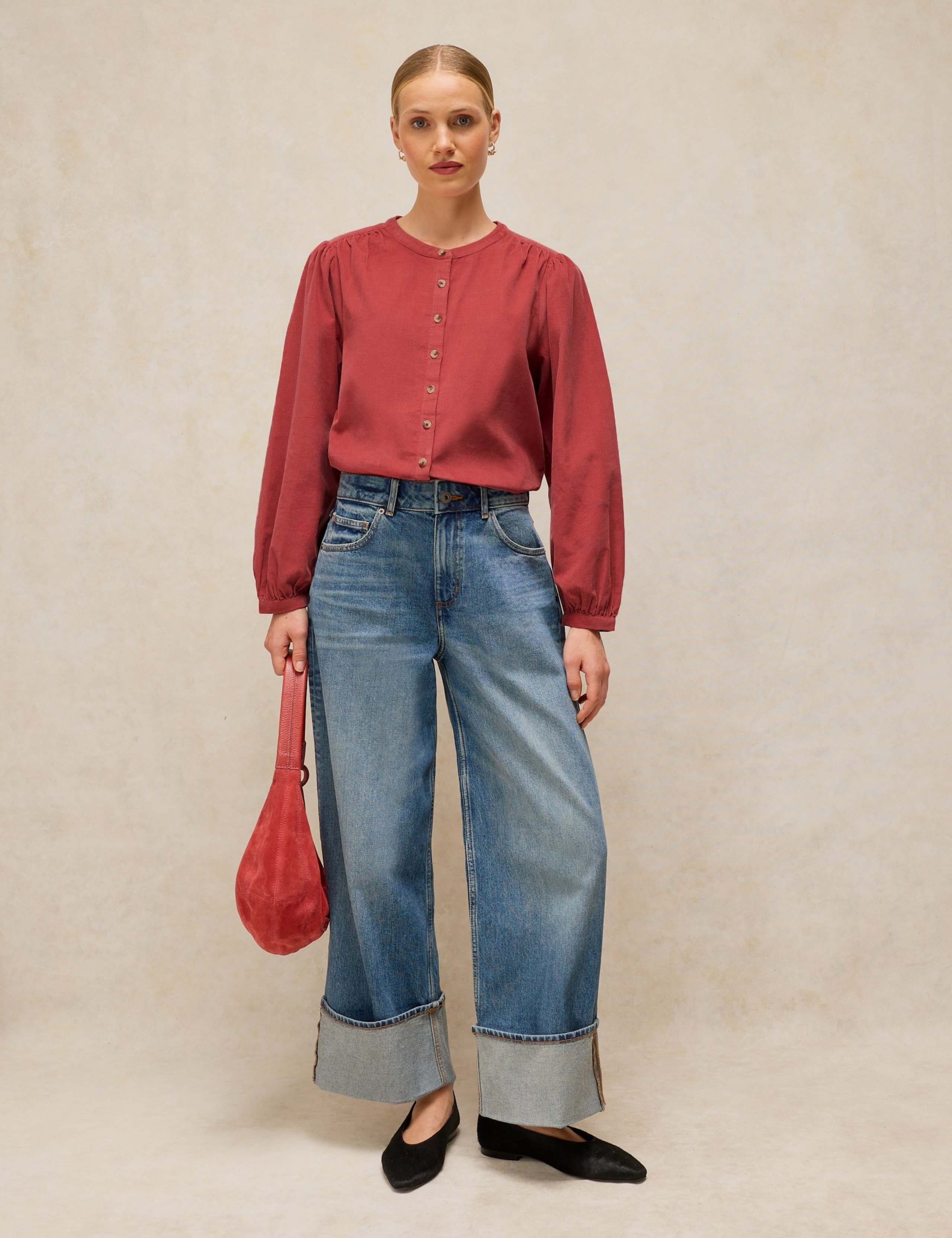 Pure Cotton Cord Puff Sleeve Blouse 3 of 7