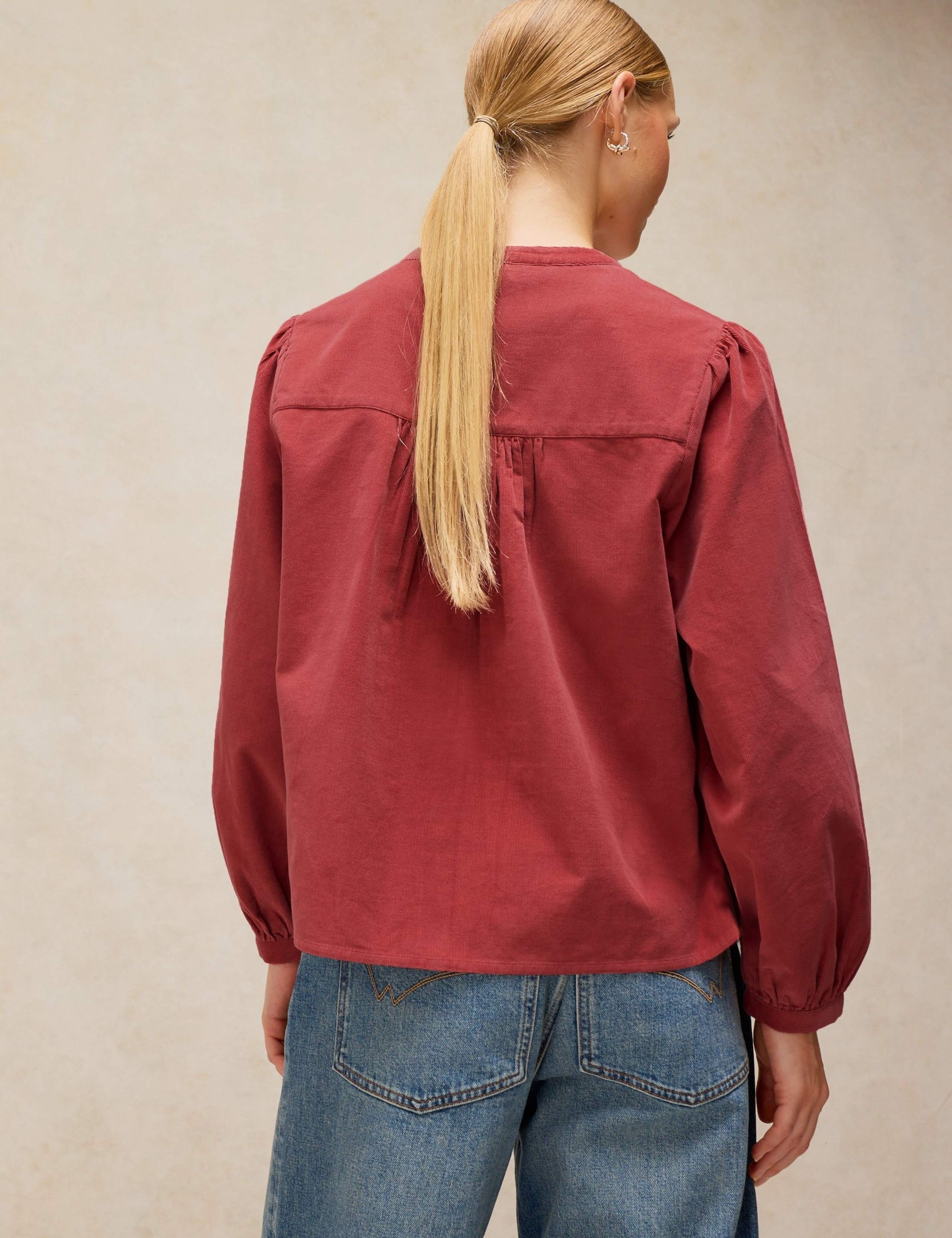 Pure Cotton Cord Puff Sleeve Blouse 4 of 7