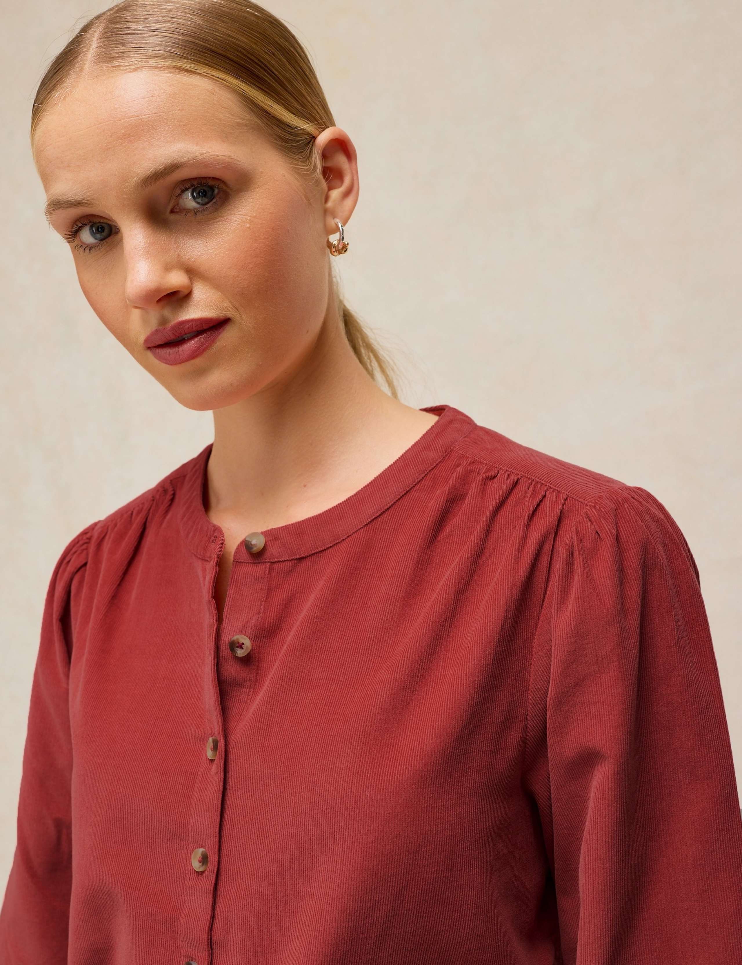 Pure Cotton Cord Puff Sleeve Blouse 5 of 7