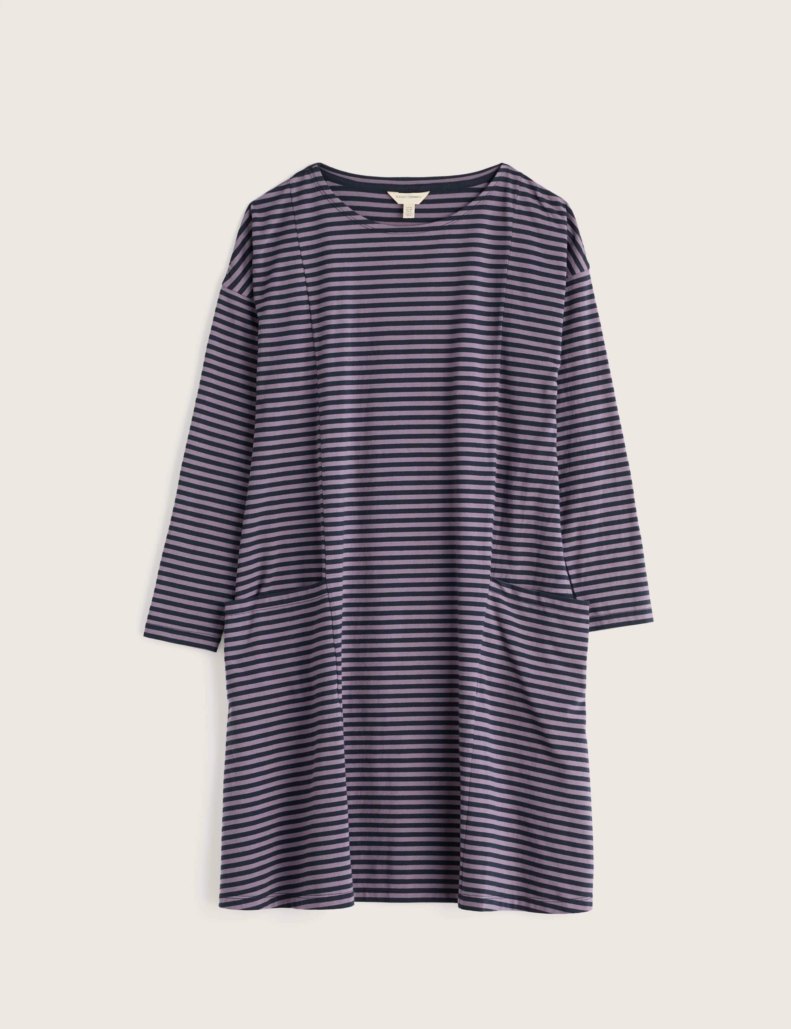 Cotton Rich Striped Knee Length Shift Dress 2 of 5