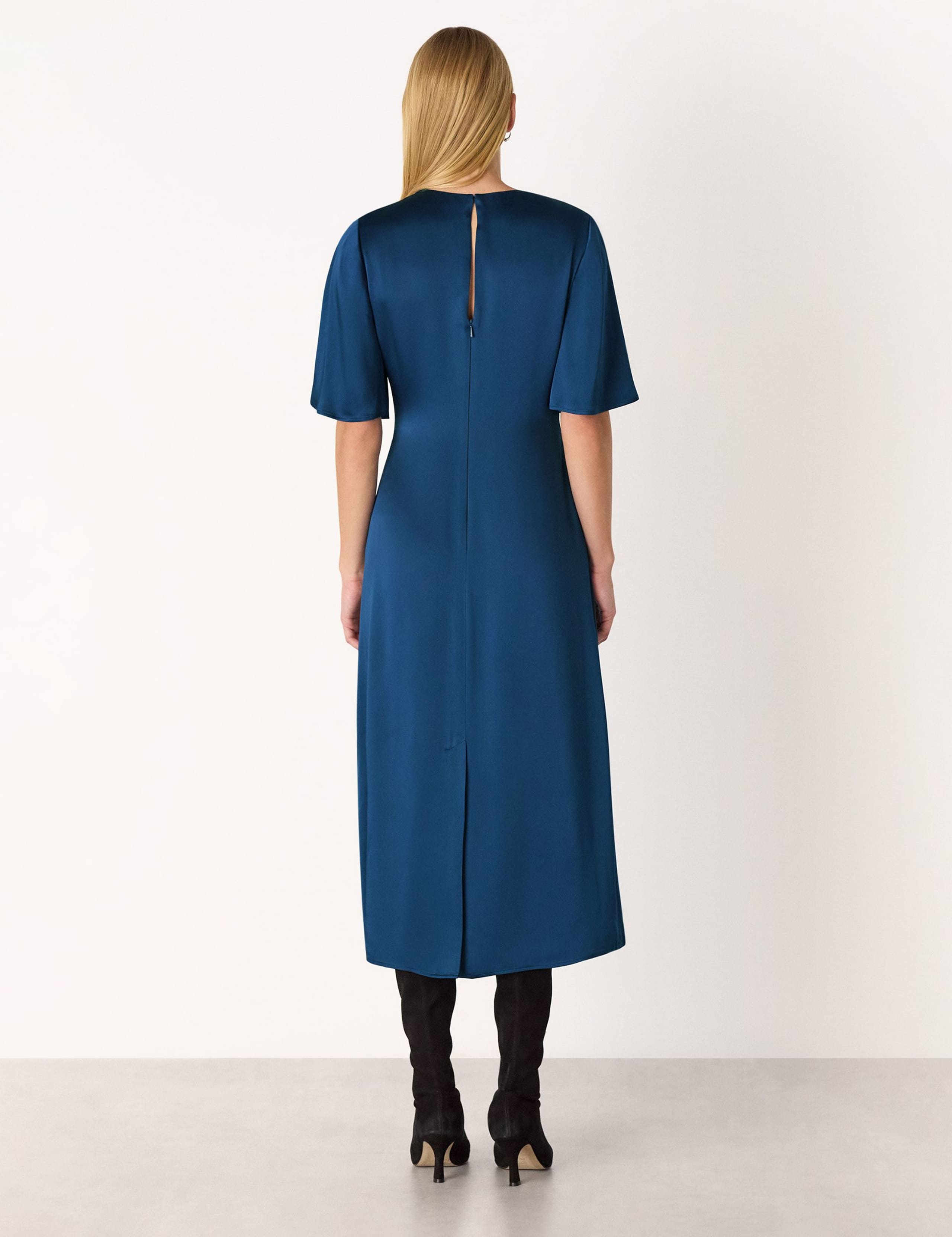 Satin Twist Front Midi Waisted Dress 4 of 5