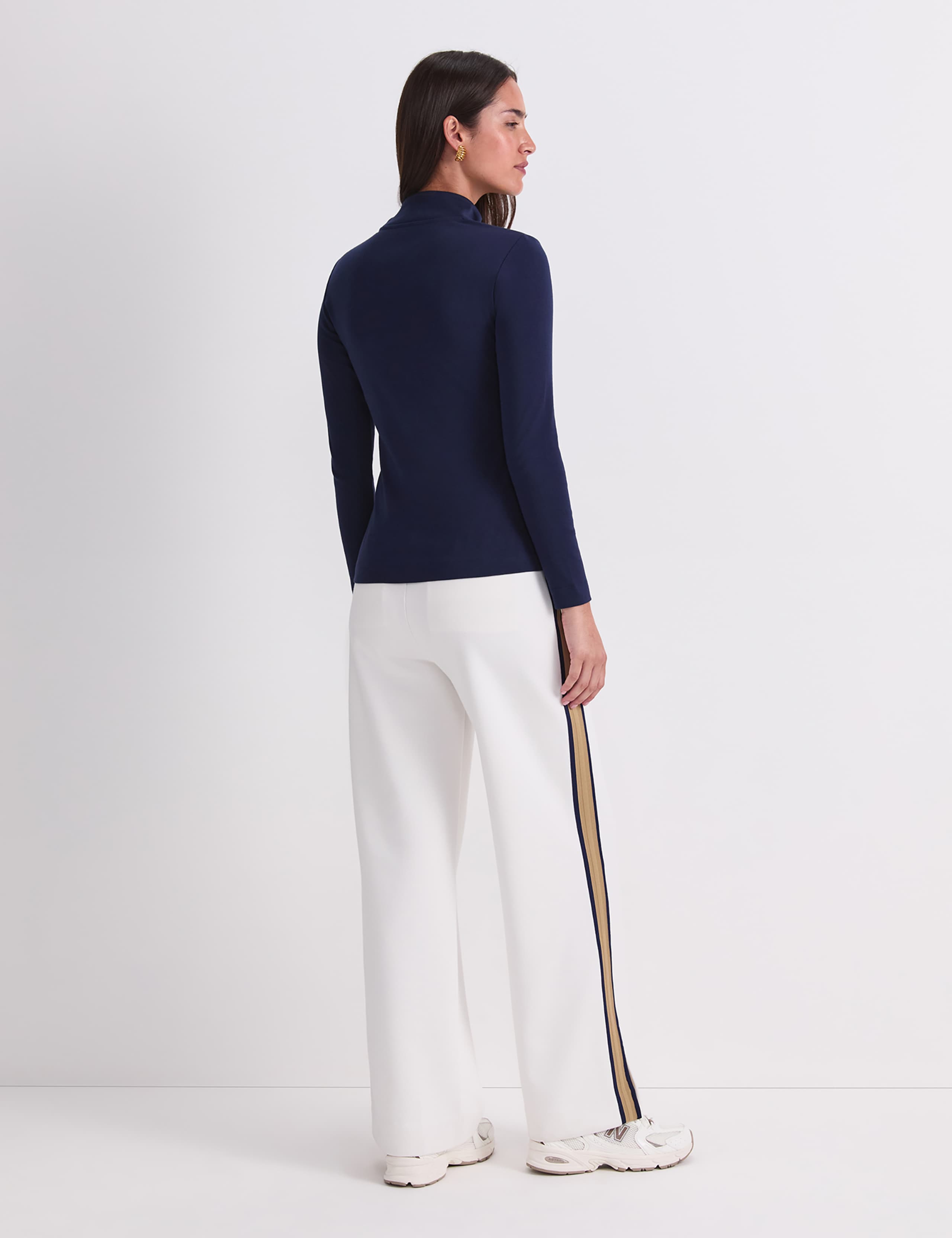 Pure Cotton Funnel Neck Quarter Zip Top 2 of 5