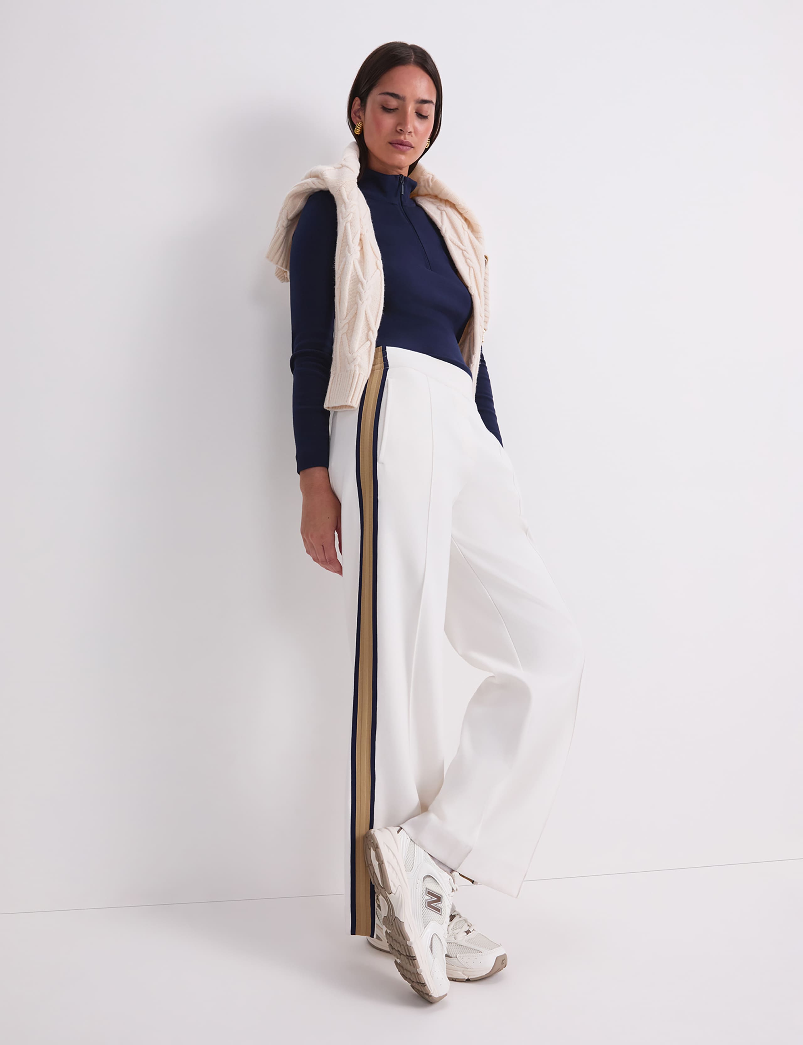 Pure Cotton Funnel Neck Quarter Zip Top 3 of 5