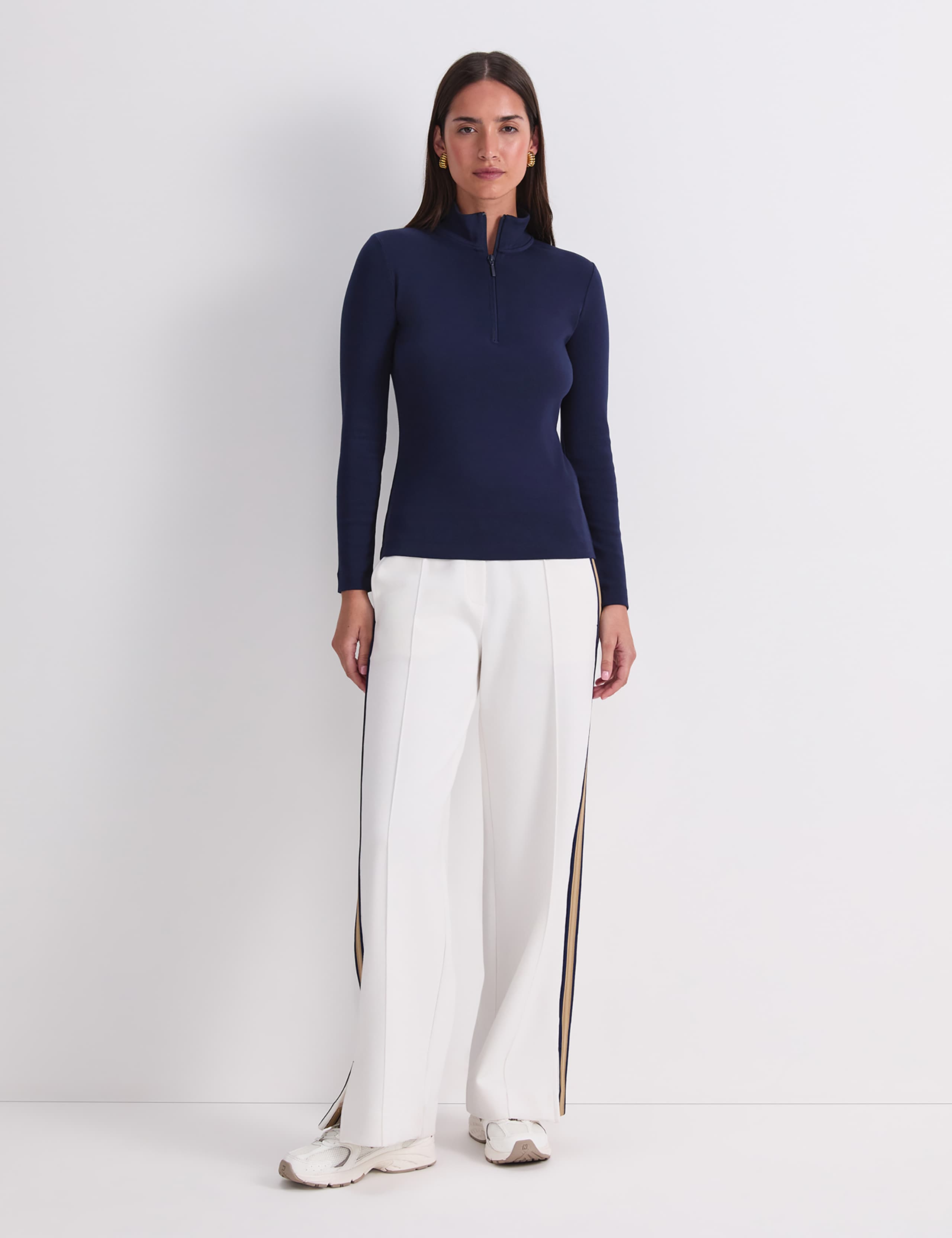 Pure Cotton Funnel Neck Quarter Zip Top 4 of 5