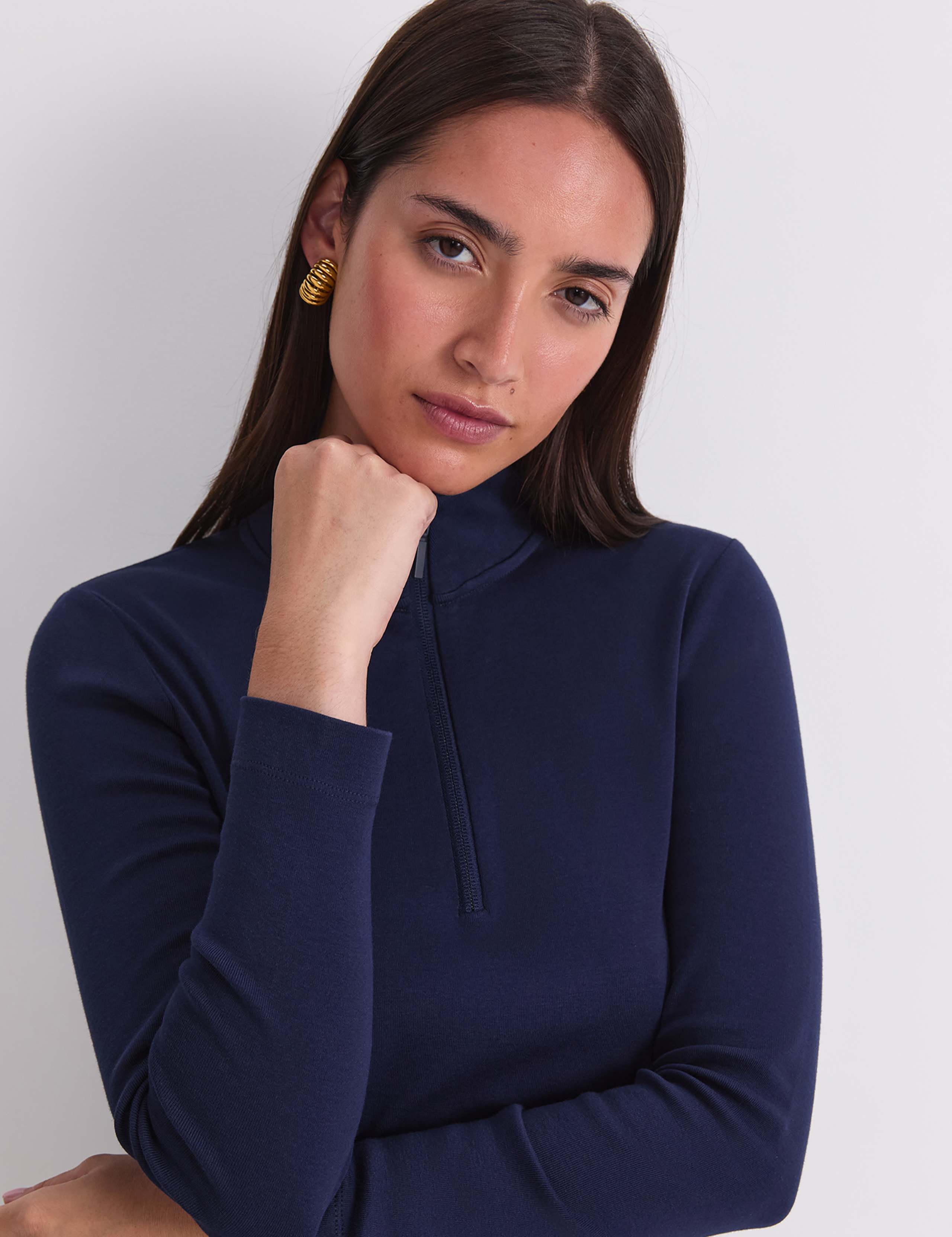 Pure Cotton Funnel Neck Quarter Zip Top 5 of 5