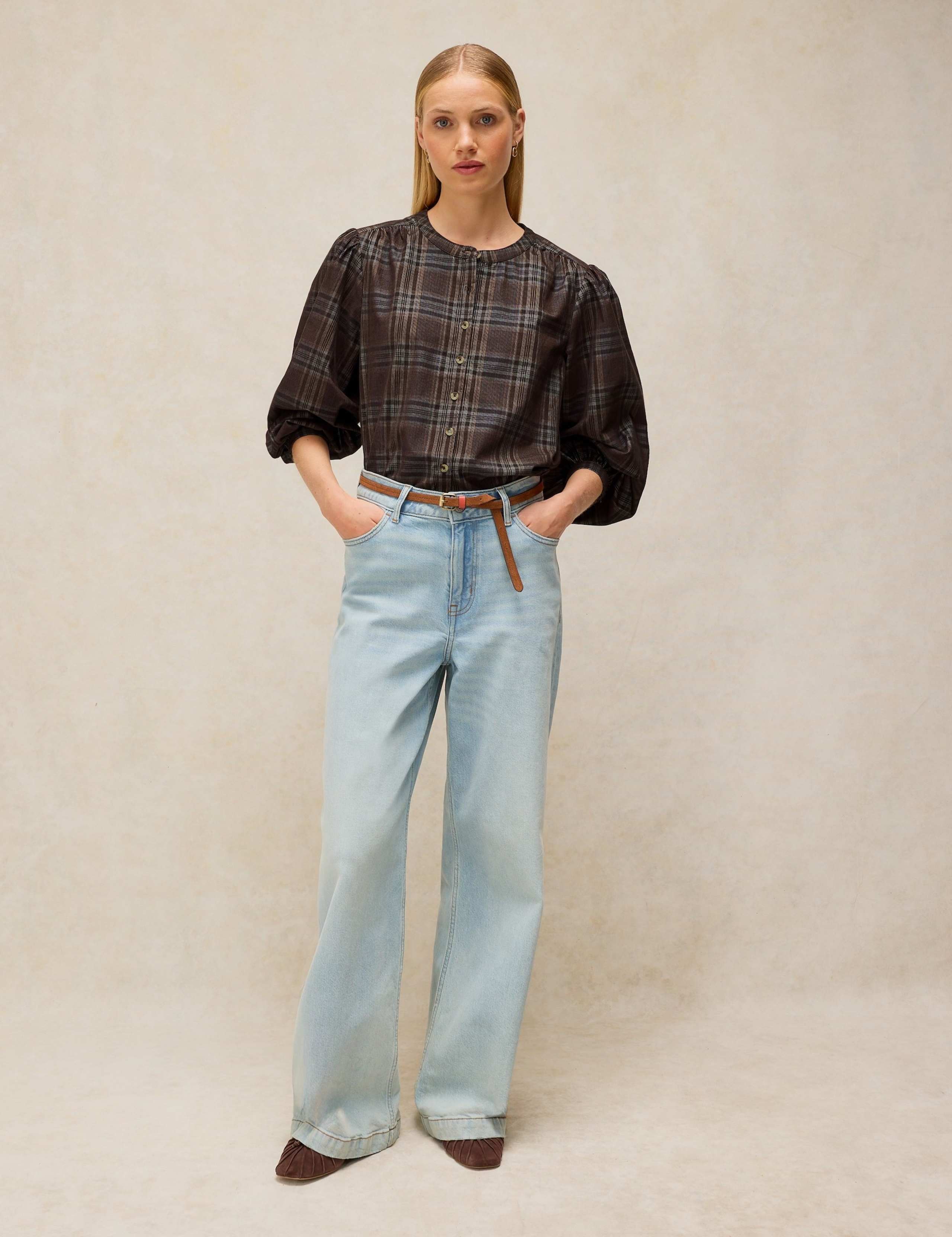 Pure Cotton Cord Checked Blouse 3 of 6