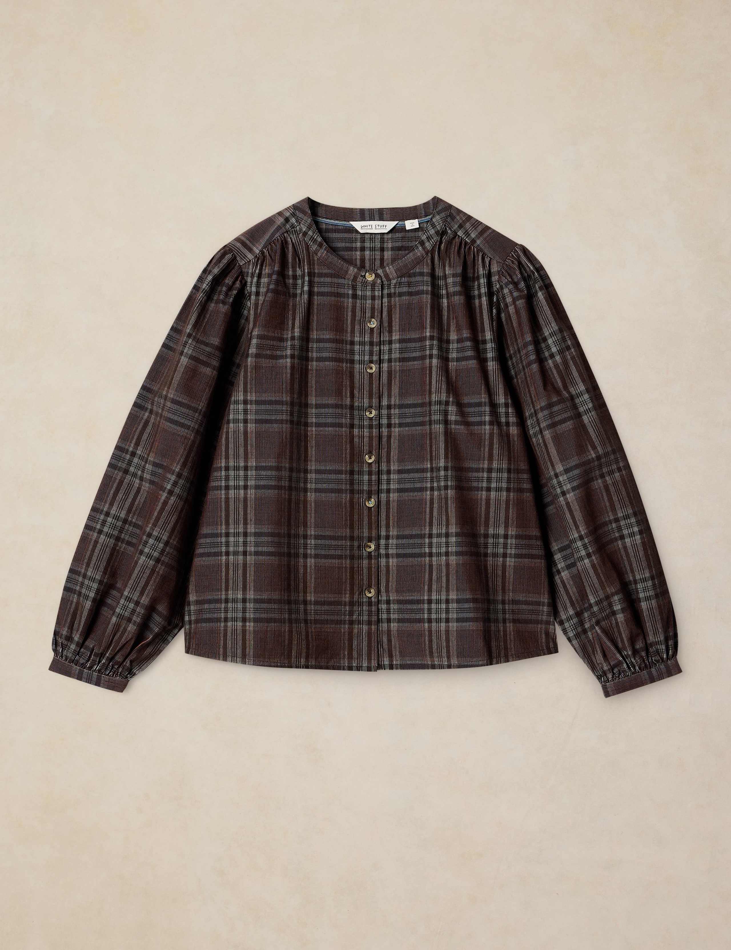 Pure Cotton Cord Checked Blouse 2 of 6