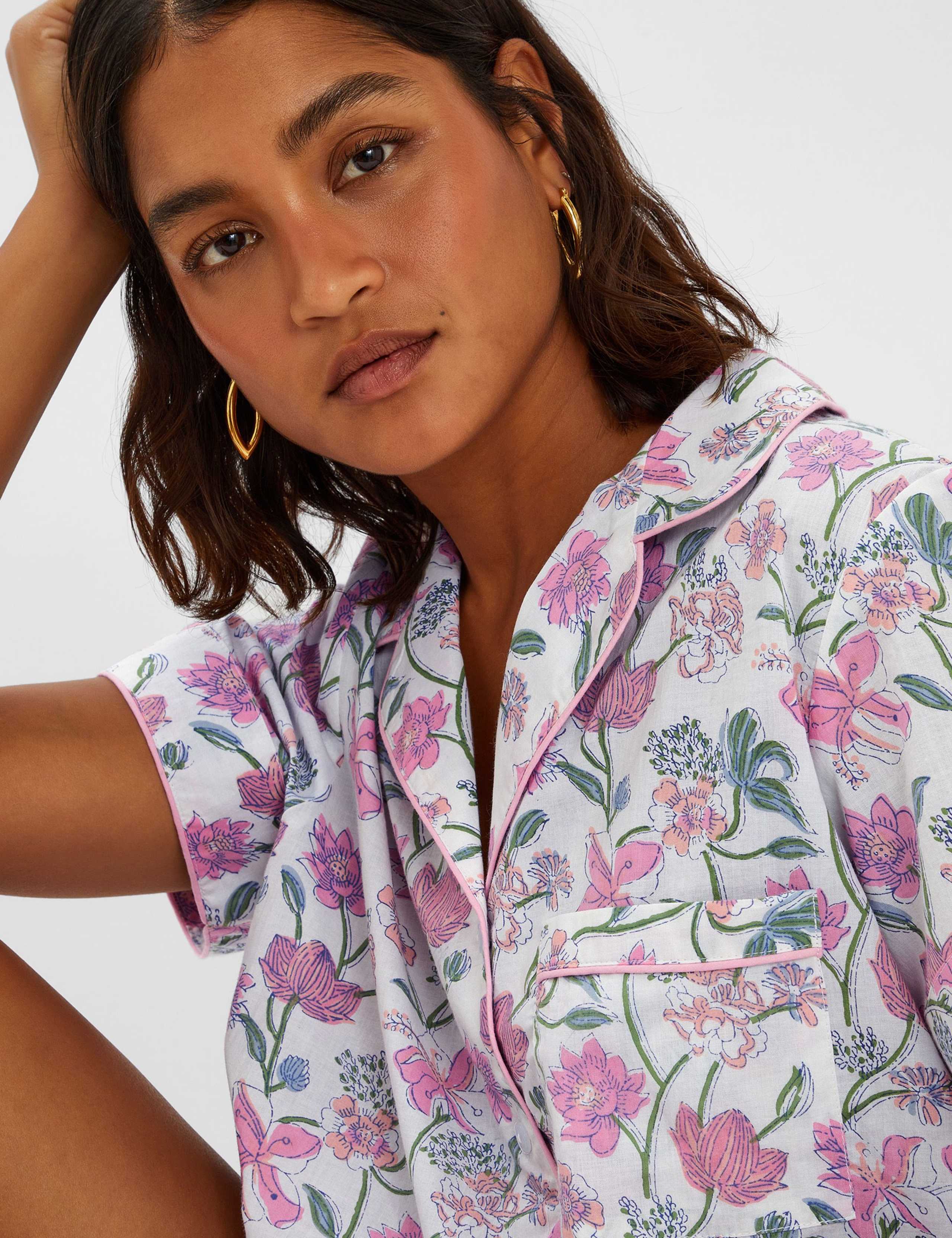 Pure Cotton Floral Shortie Set 4 of 5