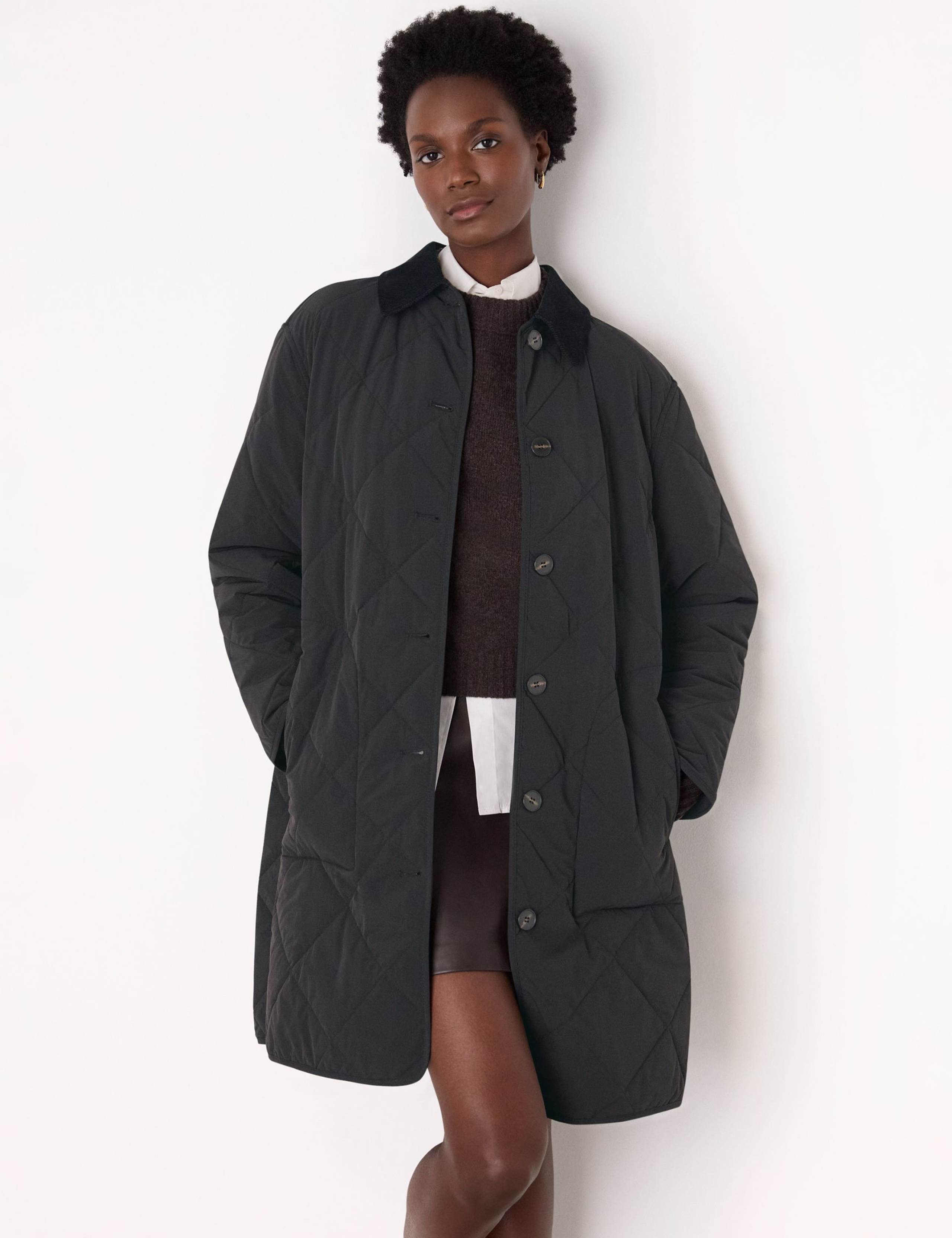Cord Collar Relaxed Quilted Coat 1 of 4