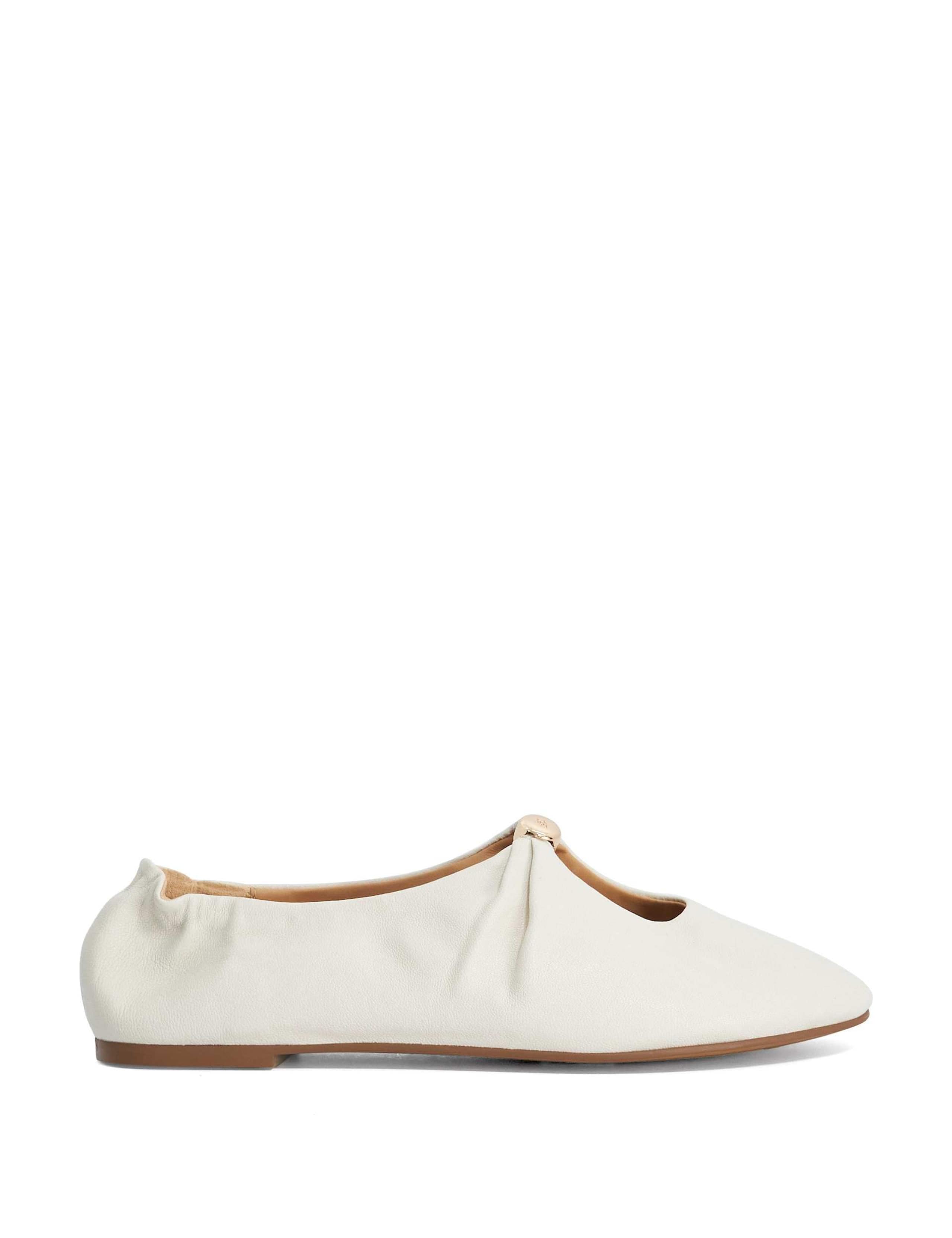 Leather Flat Round Toe Ballet Pumps 1 of 5