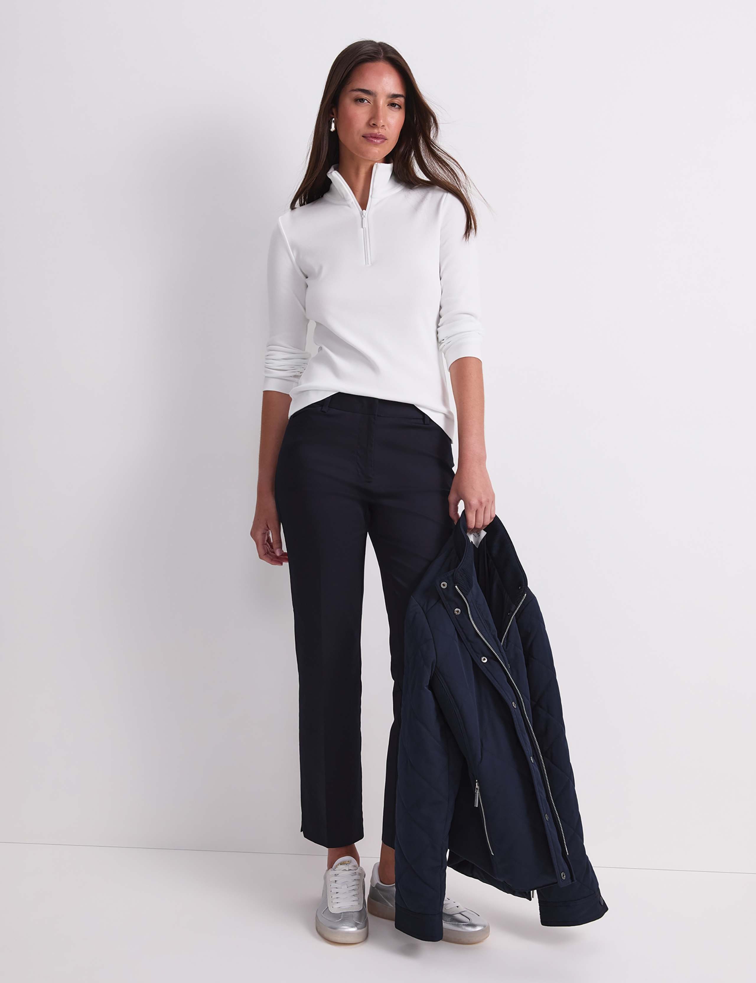 Pure Cotton Zip Funnel Neck Top 2 of 7