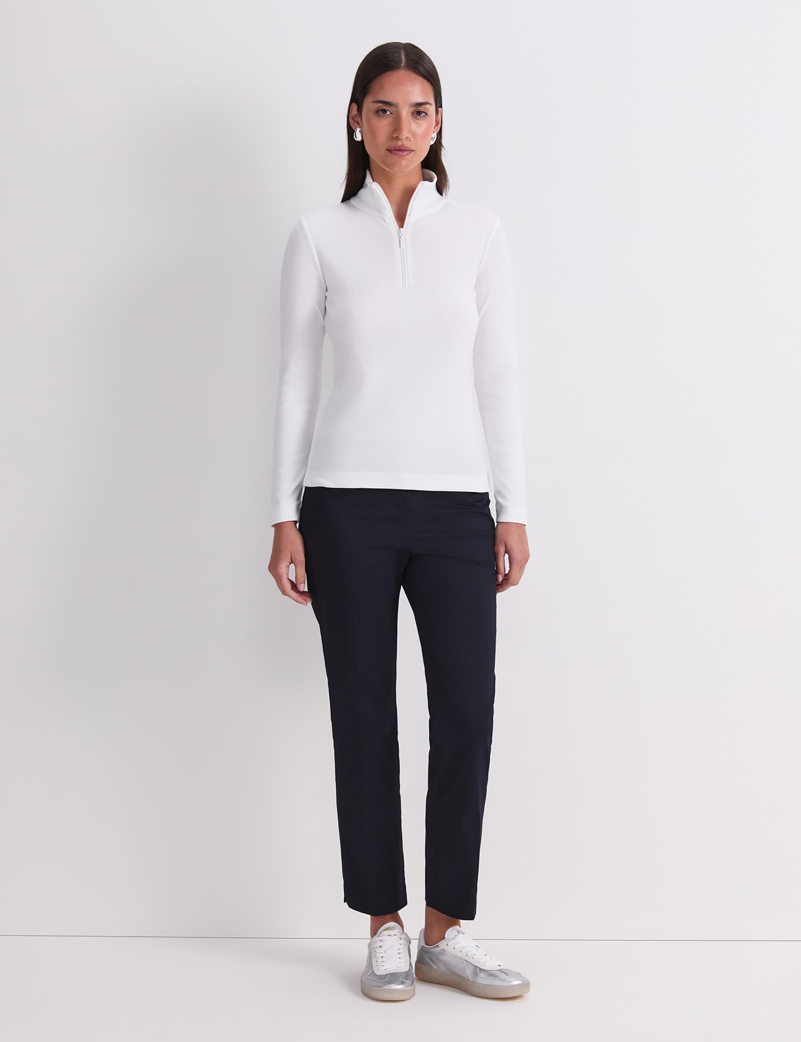 Pure Cotton Zip Funnel Neck Top 3 of 7