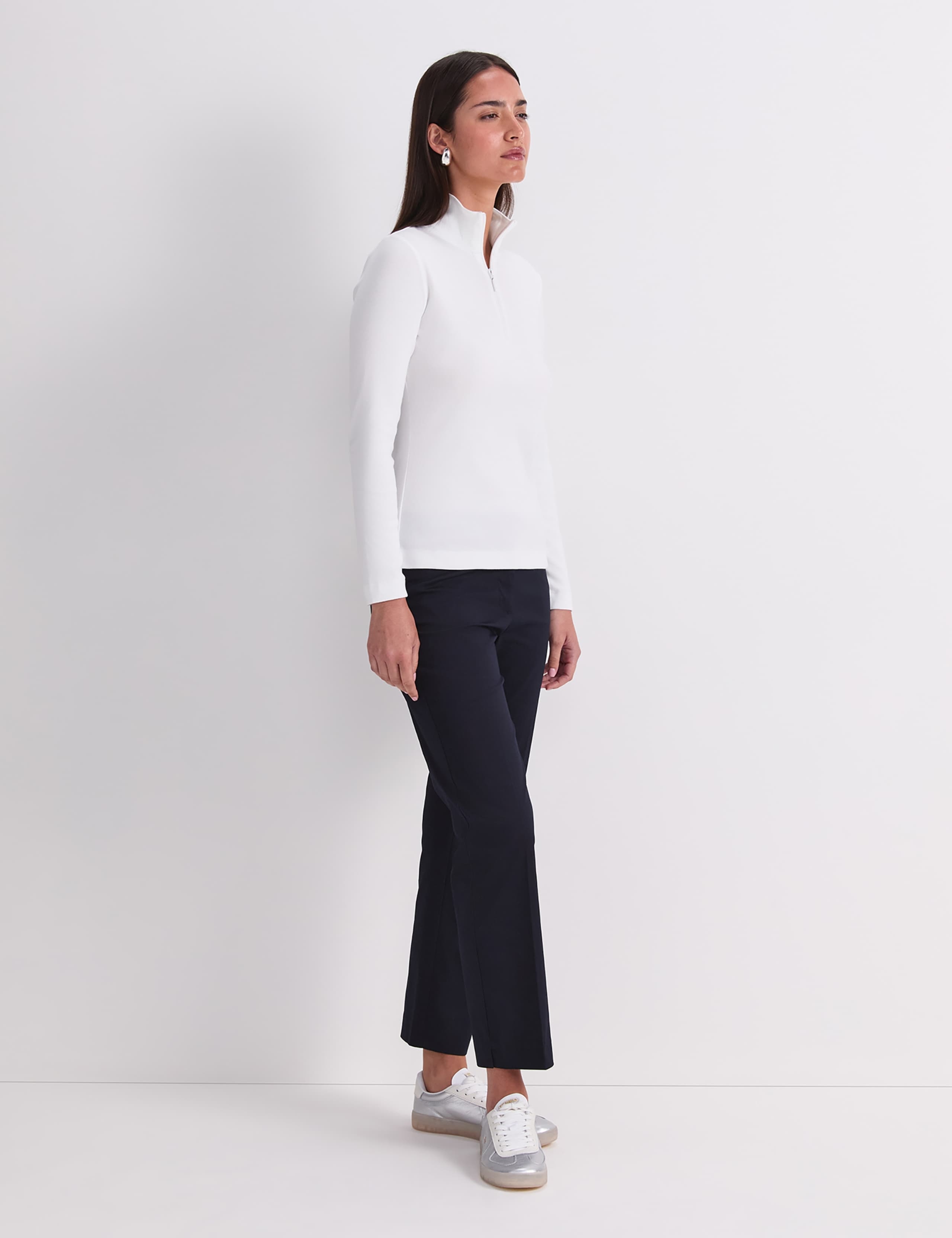 Pure Cotton Zip Funnel Neck Top 4 of 7