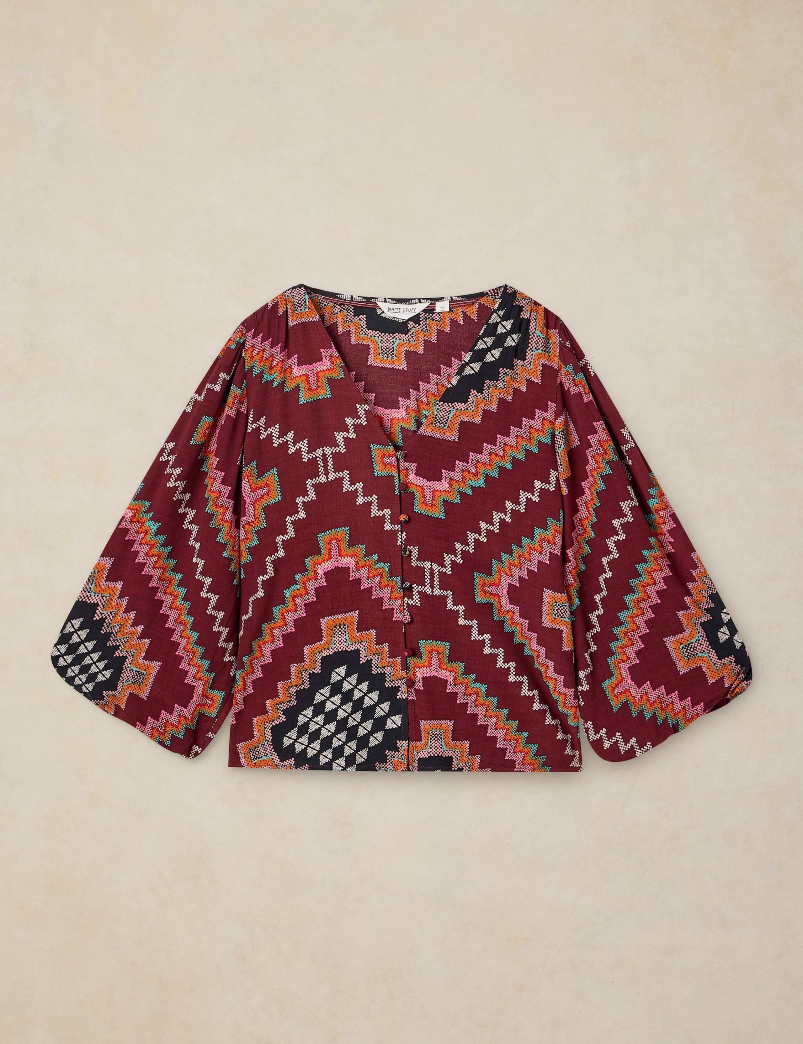 Geometric Jacquard V-Neck Top 2 of 6