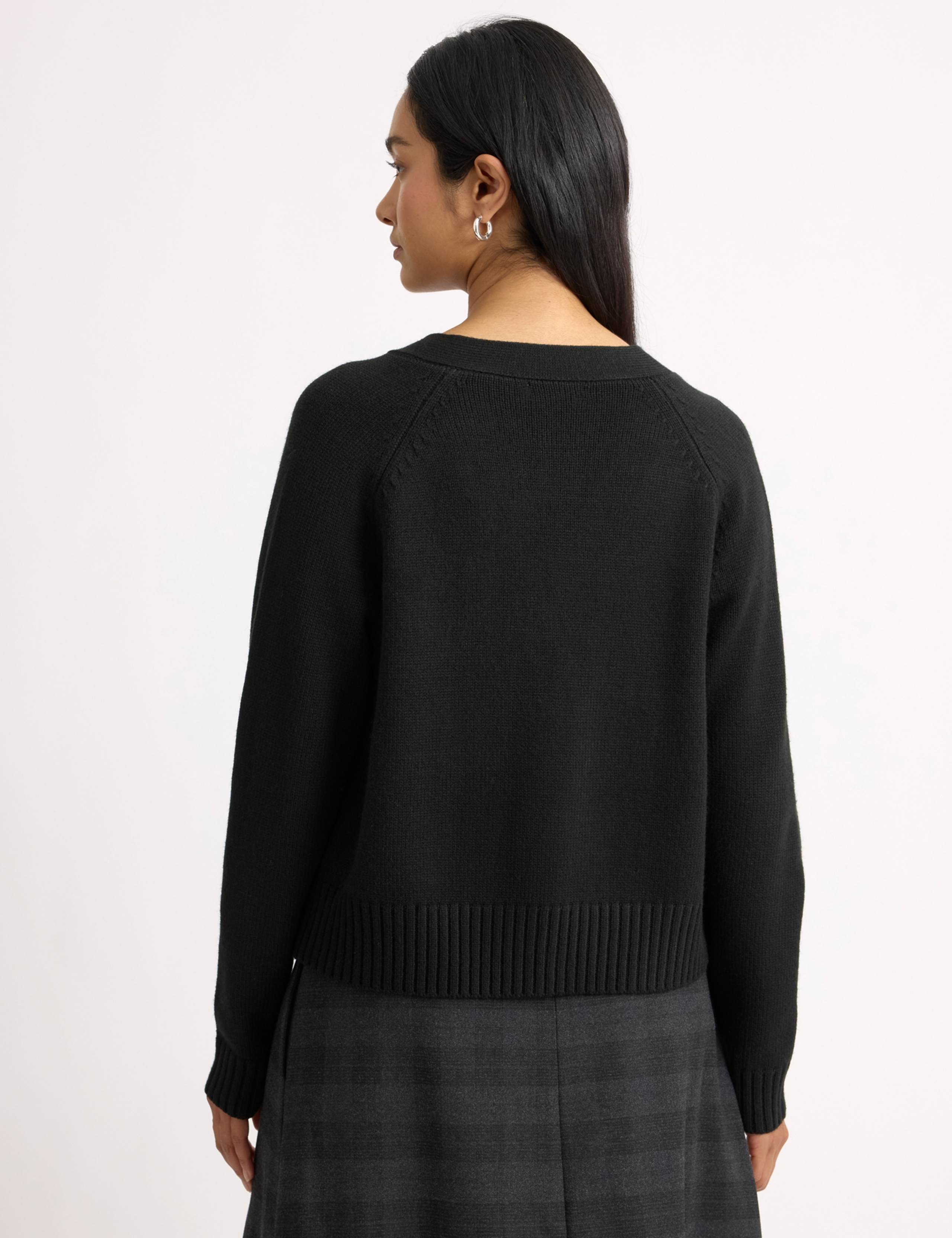 Relaxed V-Neck Button Front Cardigan with Wool 5 of 5