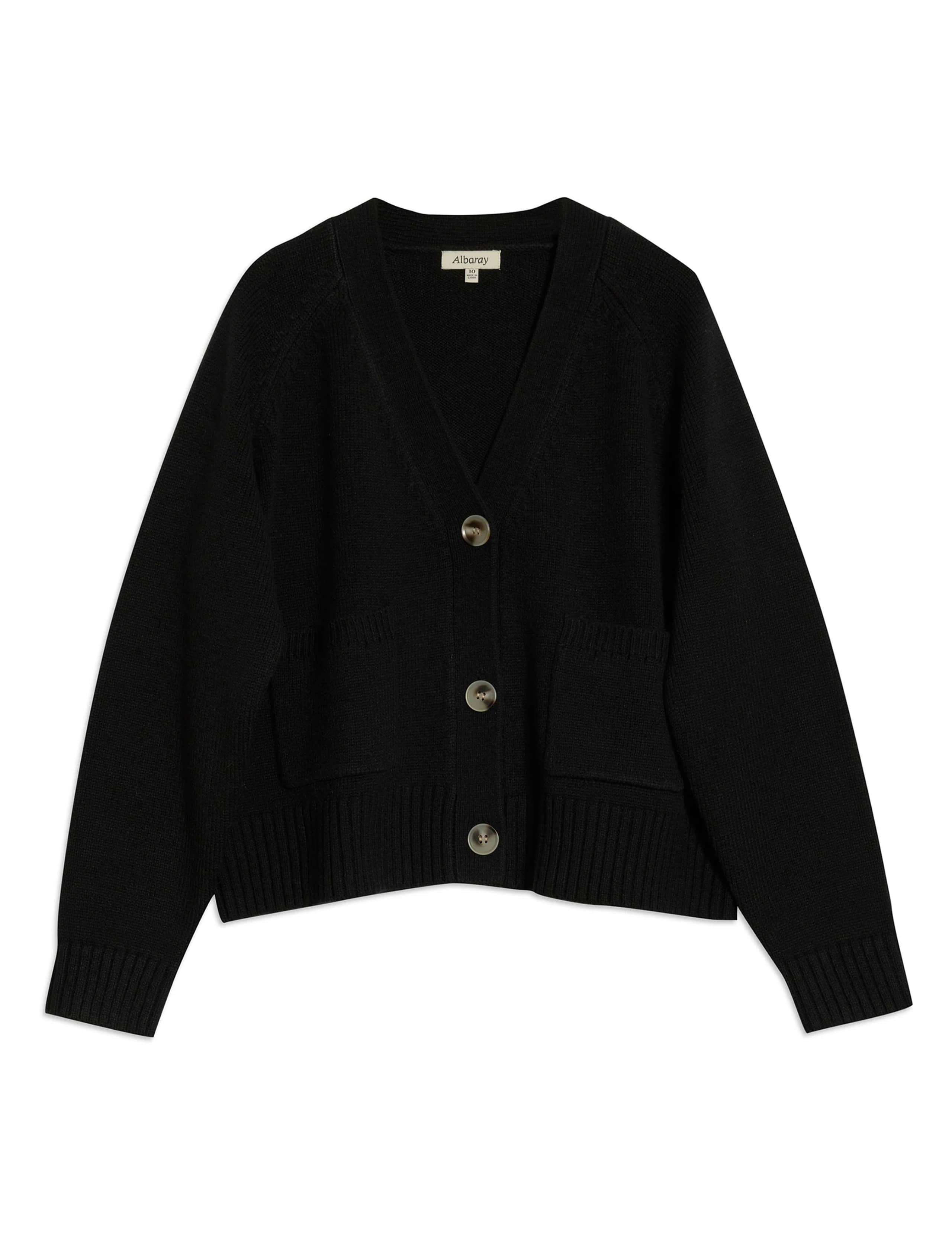Relaxed V-Neck Button Front Cardigan with Wool 2 of 5