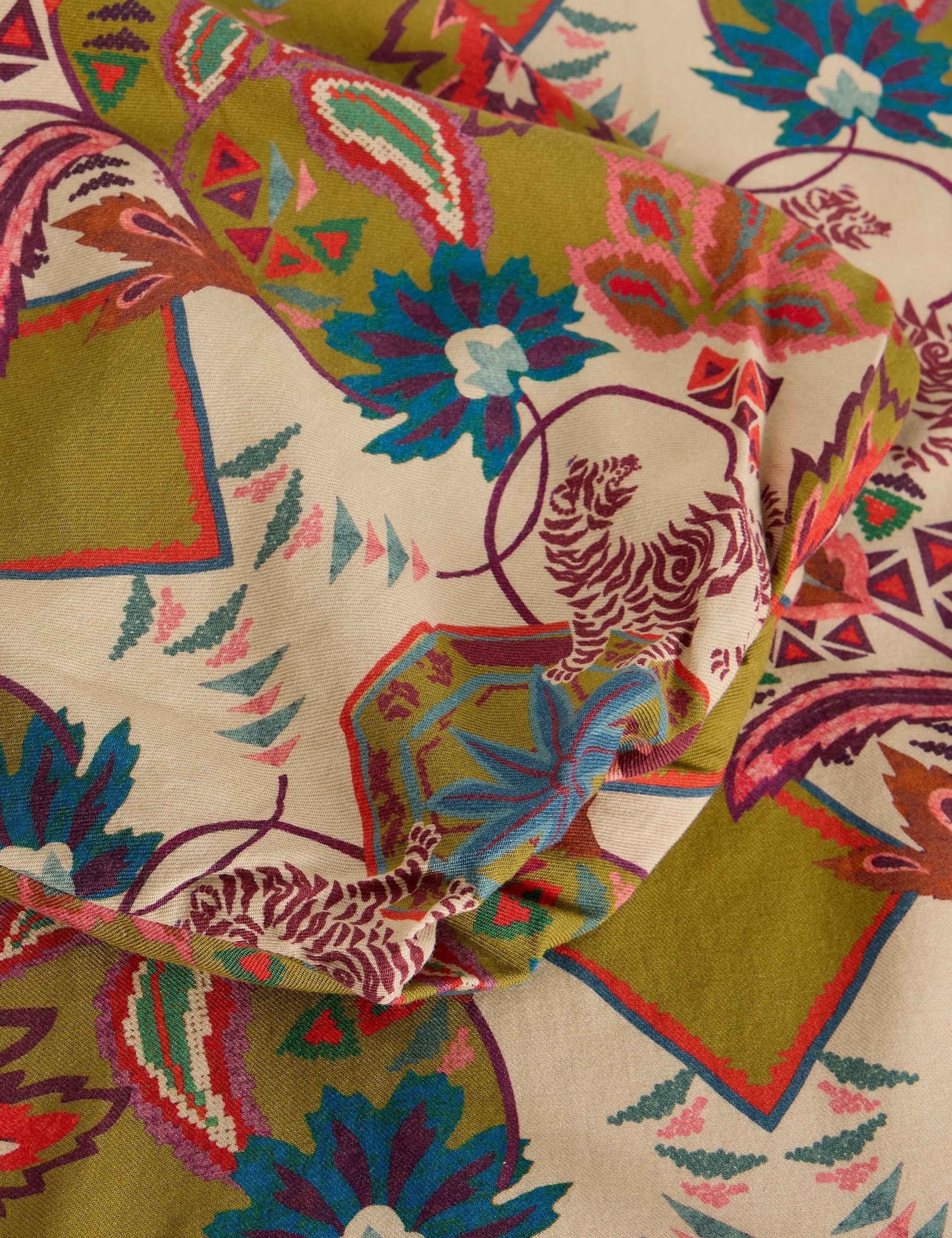 Cotton Blend Printed V-Neck Blouse 6 of 6
