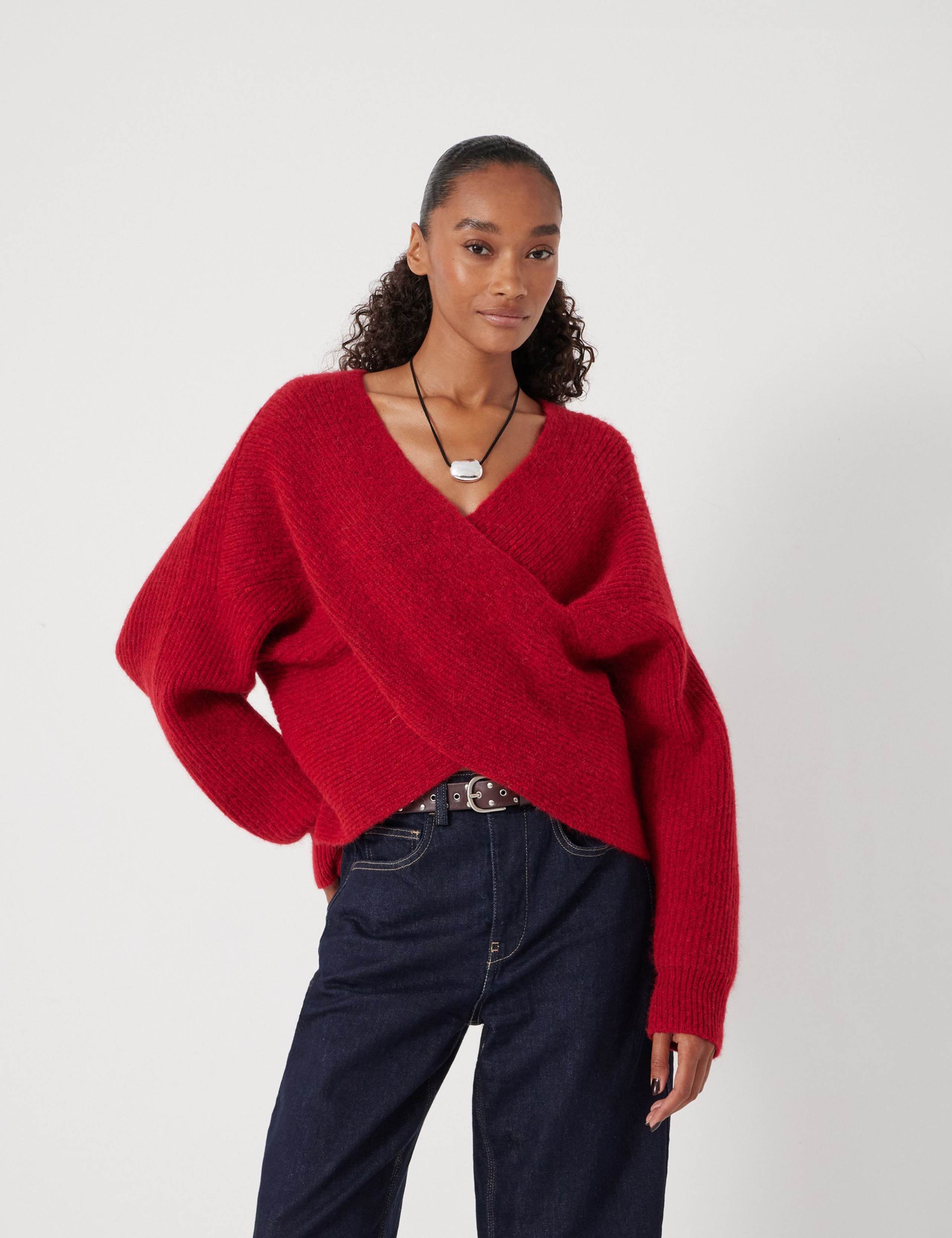 Wool Blend Ribbed Cross Front Jumper 4 of 5