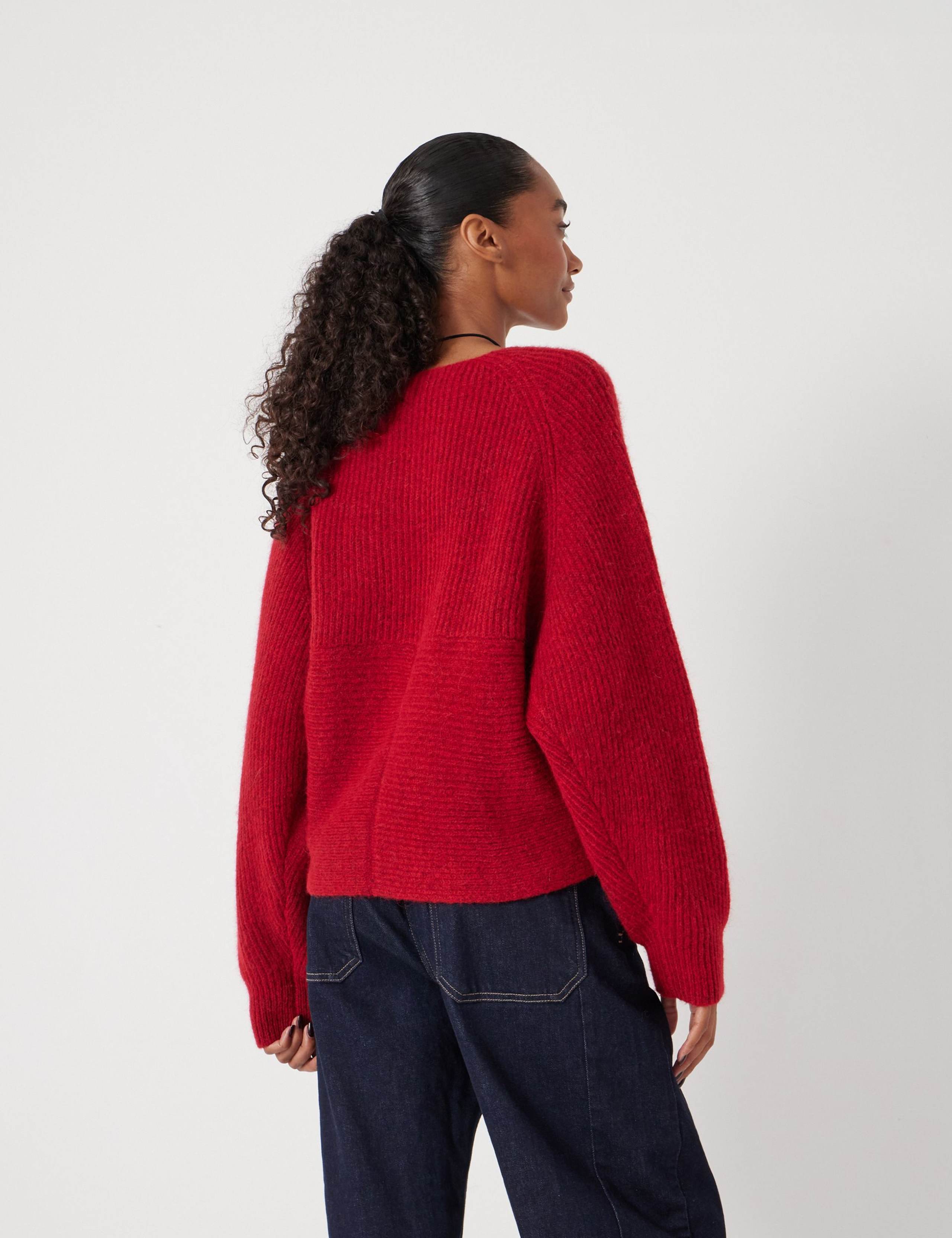 Wool Blend Ribbed Cross Front Jumper 5 of 5