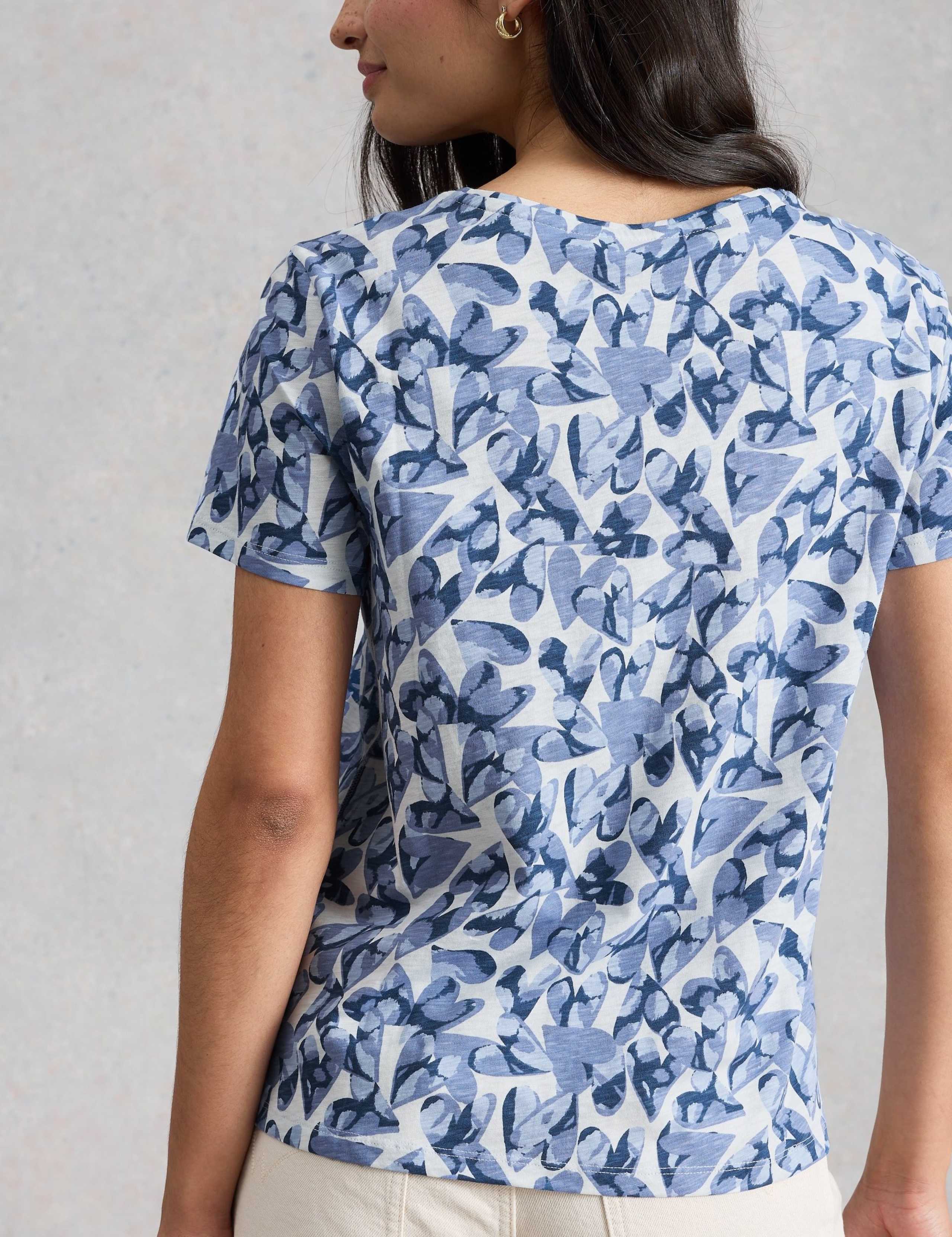 Pure Cotton Abstract Heart Print T-Shirt 3 of 6