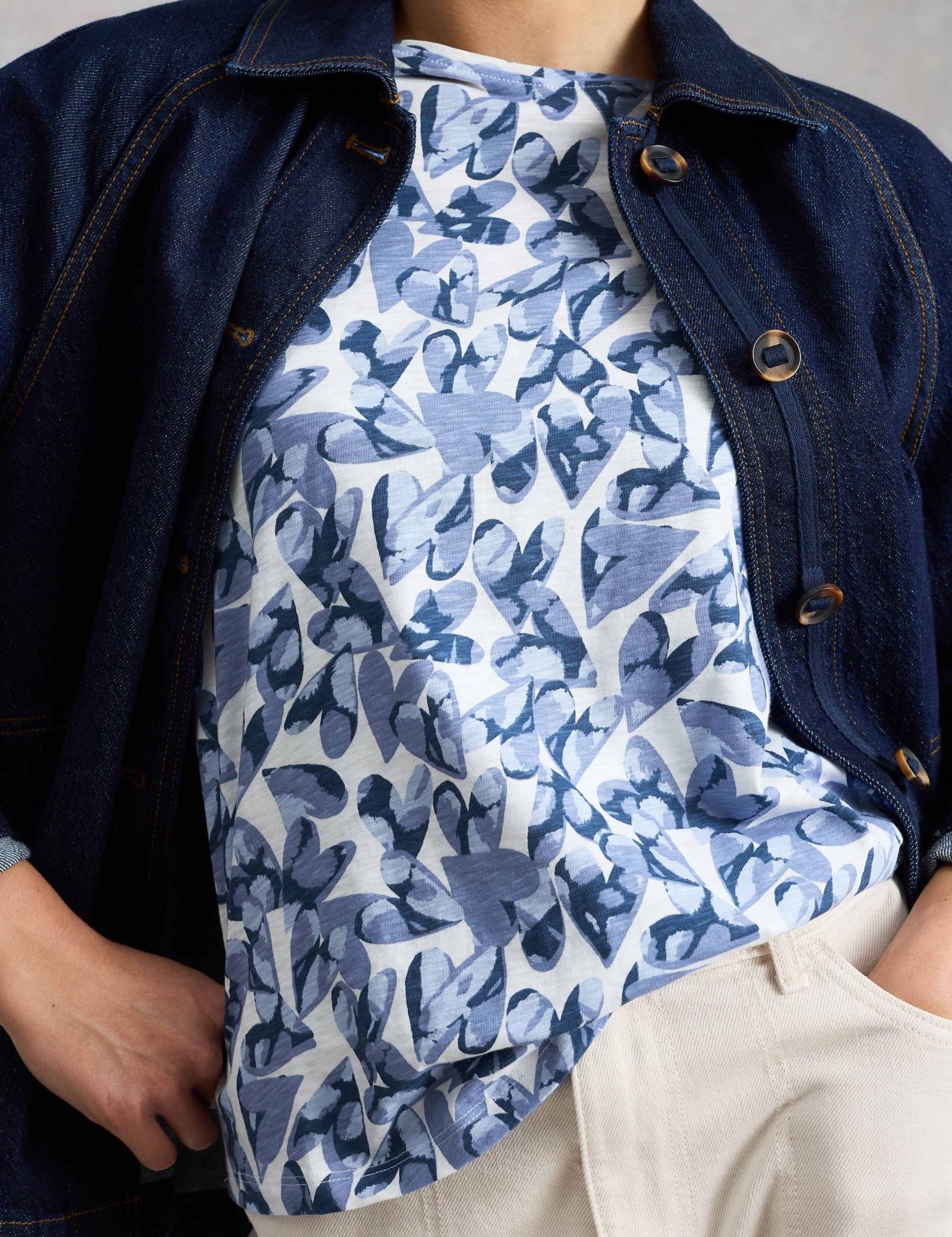 Pure Cotton Abstract Heart Print T-Shirt 5 of 6