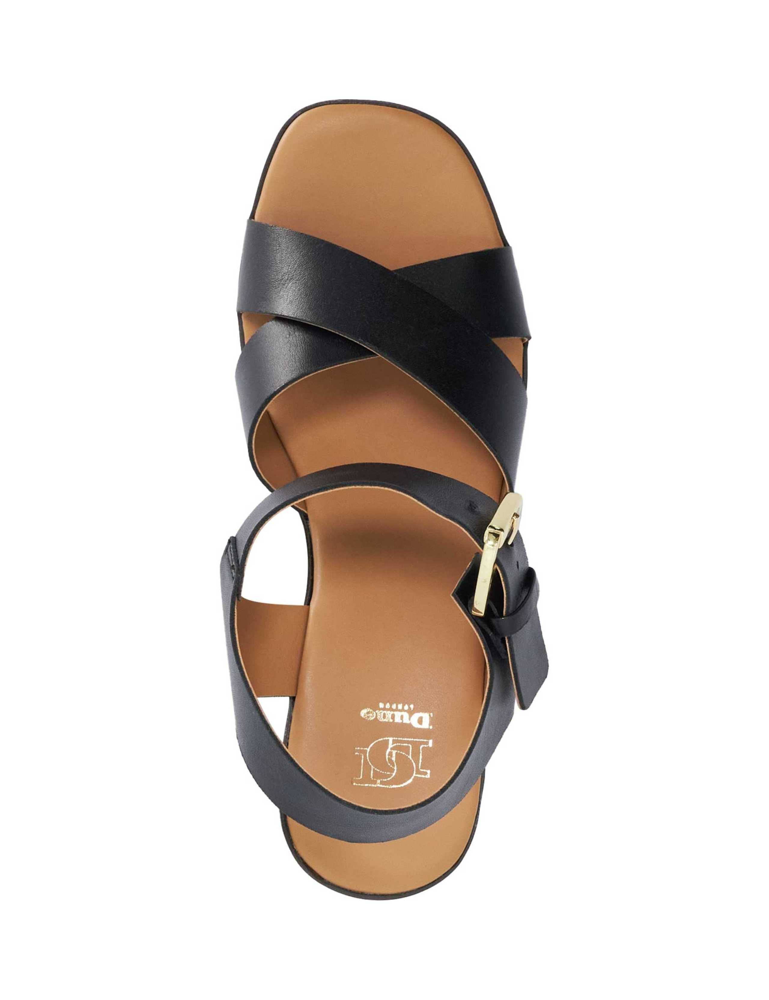 Leather Cross Strap Block Heel Sandals 3 of 5