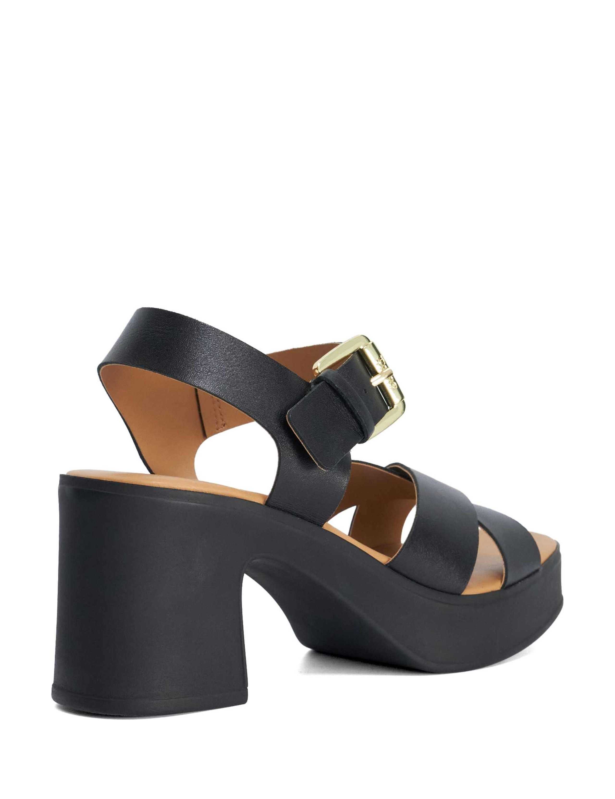Leather Cross Strap Block Heel Sandals 4 of 5