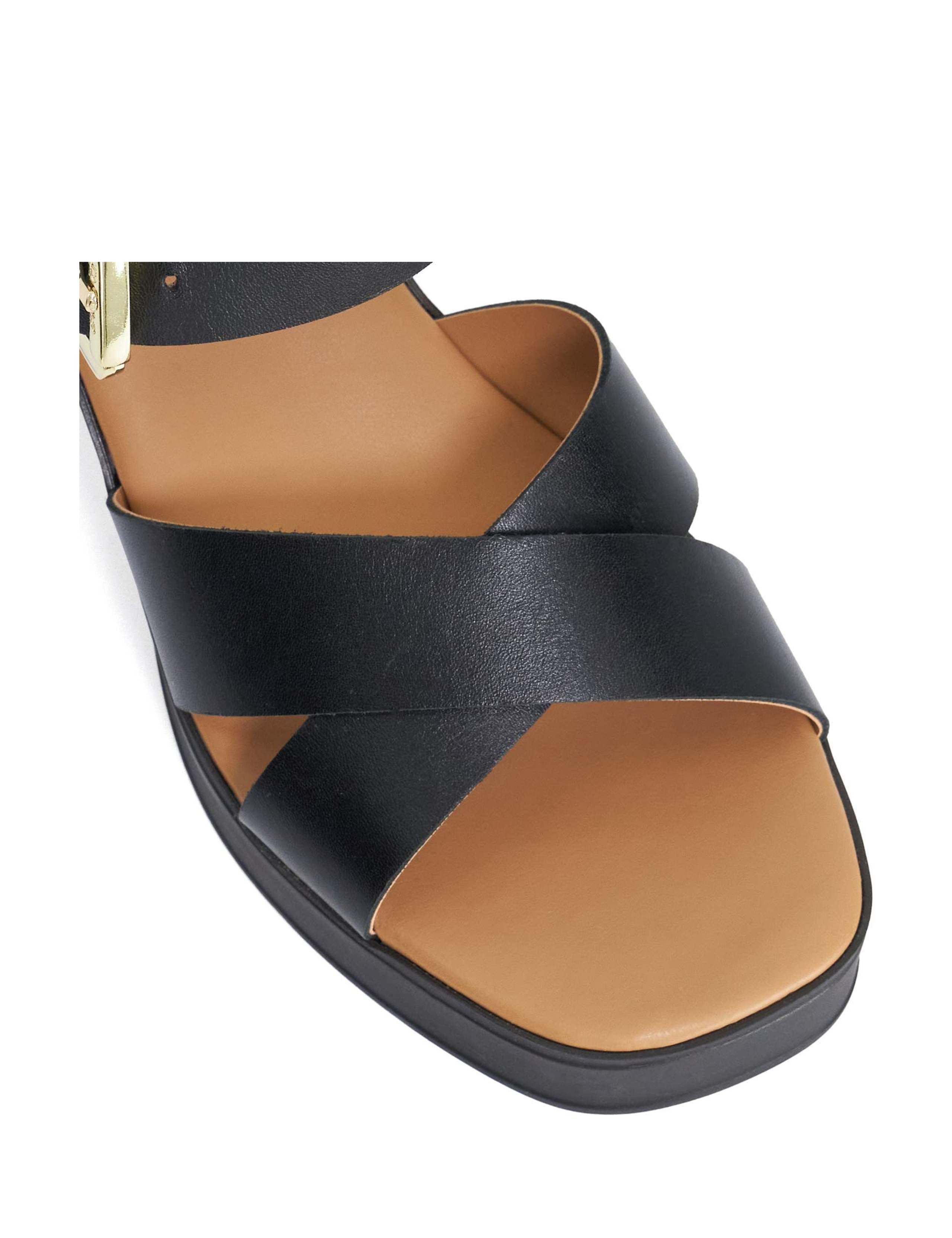 Leather Cross Strap Block Heel Sandals 5 of 5