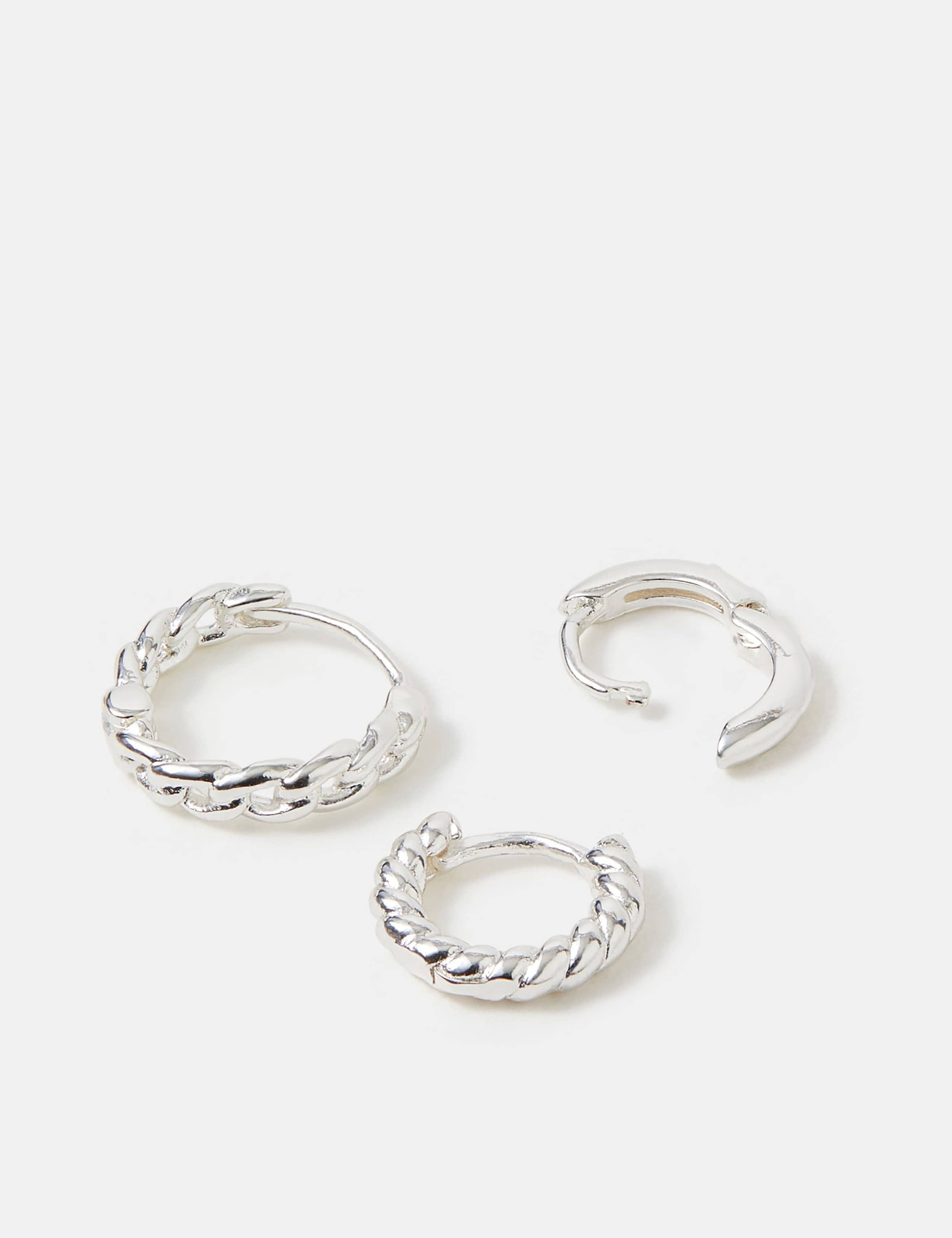 3 Pack Sterling Silver Plated Earrings Set 3 of 3