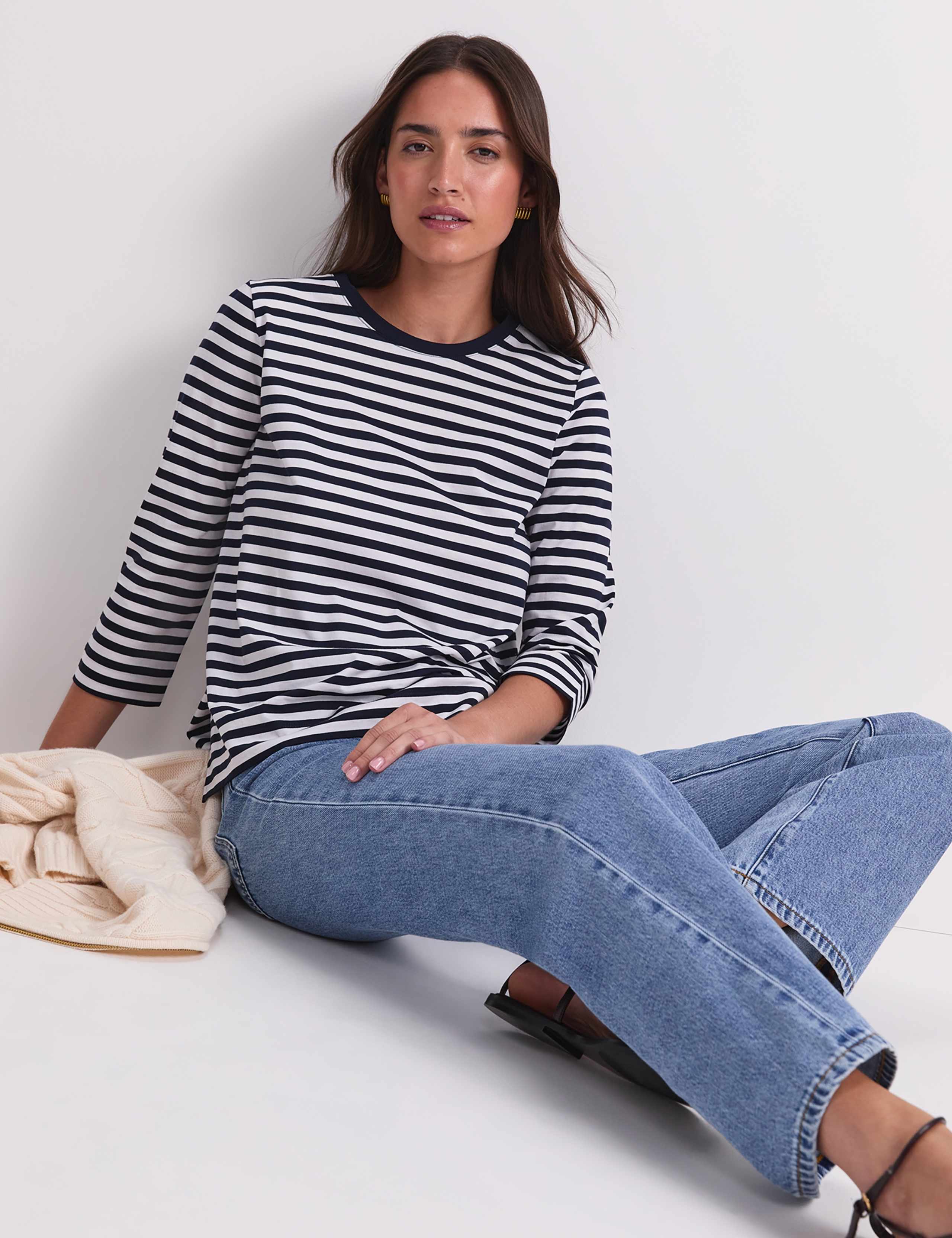 Mercerised Cotton Three-Quarter Sleeve Top 3 of 7