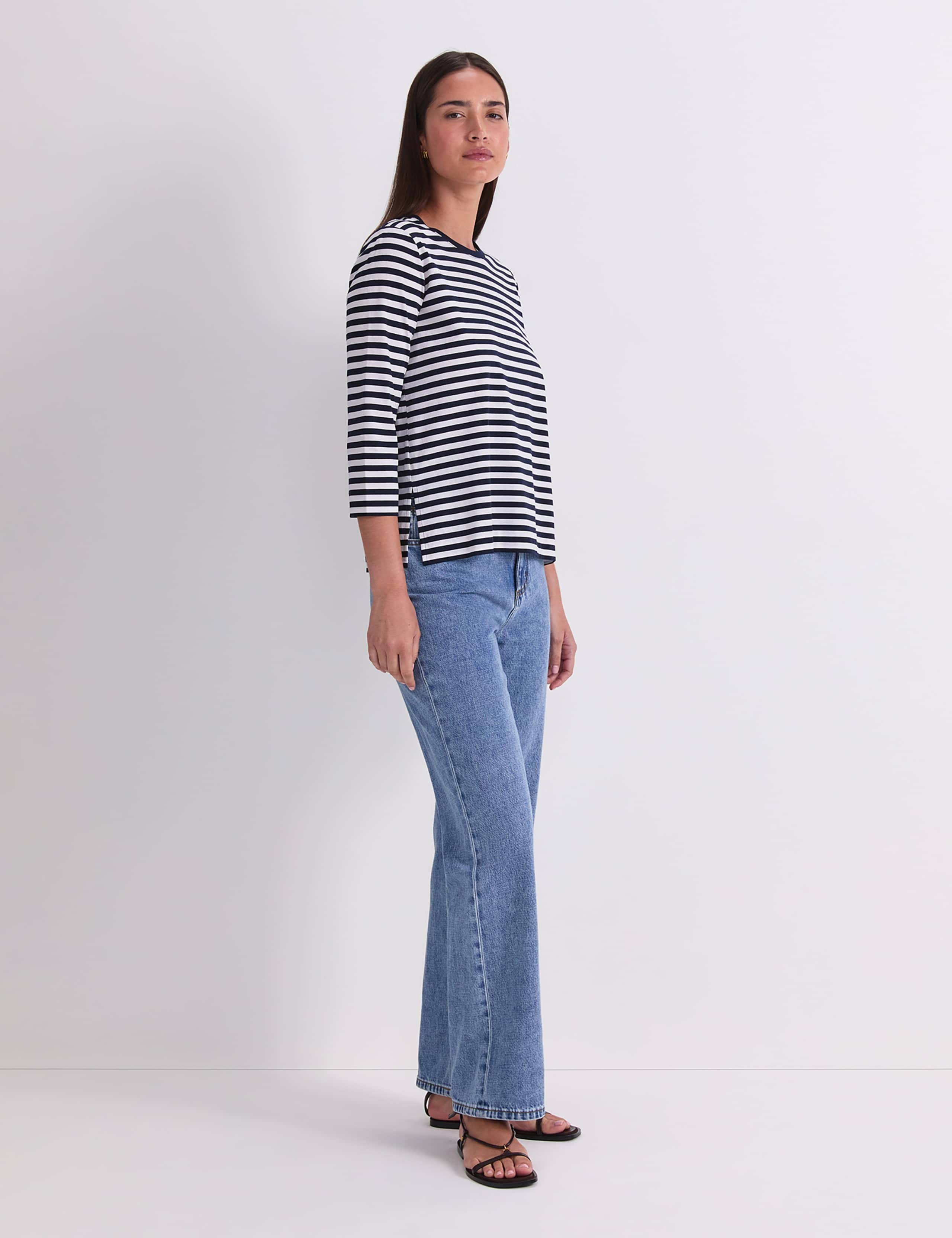 Mercerised Cotton Three-Quarter Sleeve Top 4 of 7